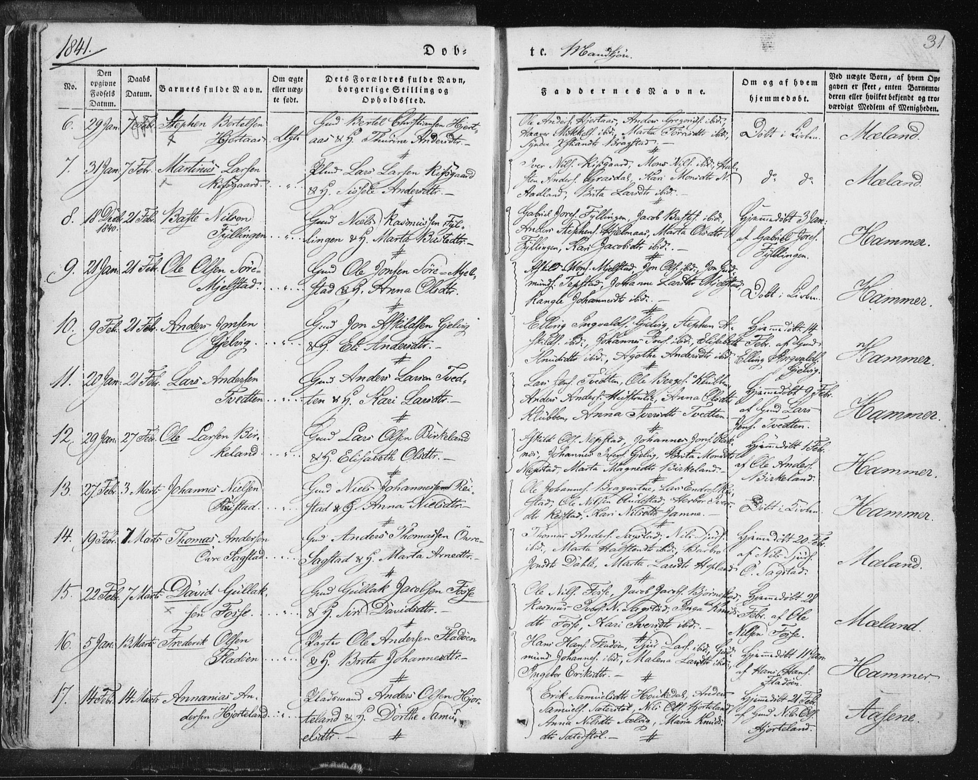 Hamre sokneprestembete, AV/SAB-A-75501/H/Ha/Haa/Haaa/L0012: Parish register (official) no. A 12, 1834-1845, p. 31