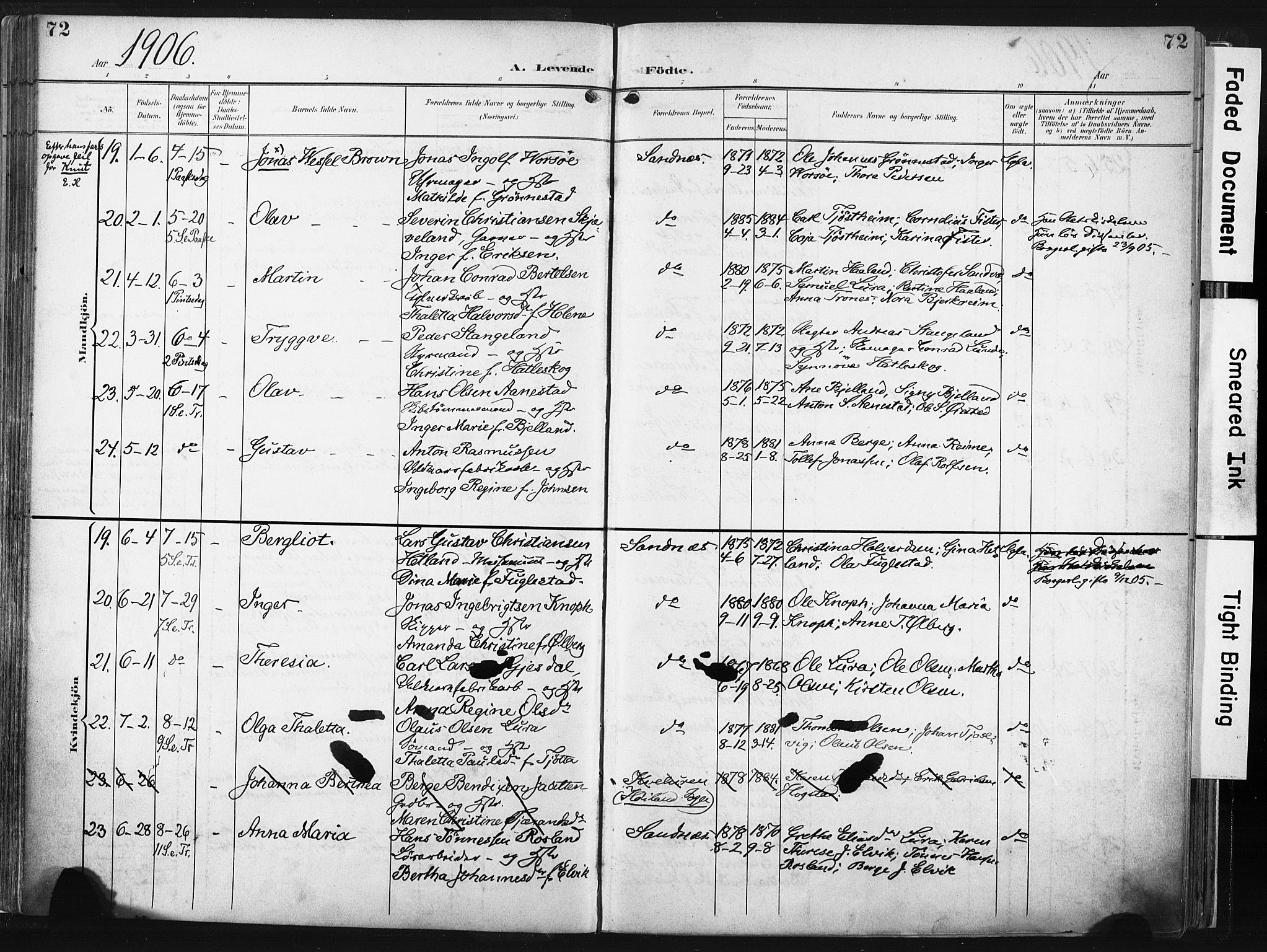 Høyland sokneprestkontor, AV/SAST-A-101799/001/30BA/L0016: Parish register (official) no. A 16, 1899-1911, p. 72