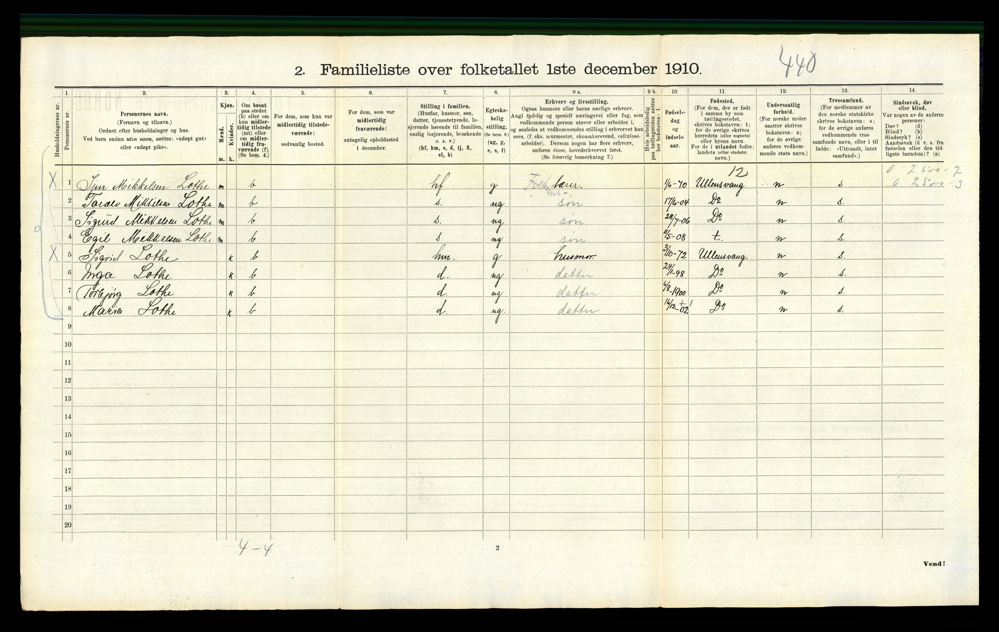 RA, 1910 census for Bergen, 1910, p. 43978