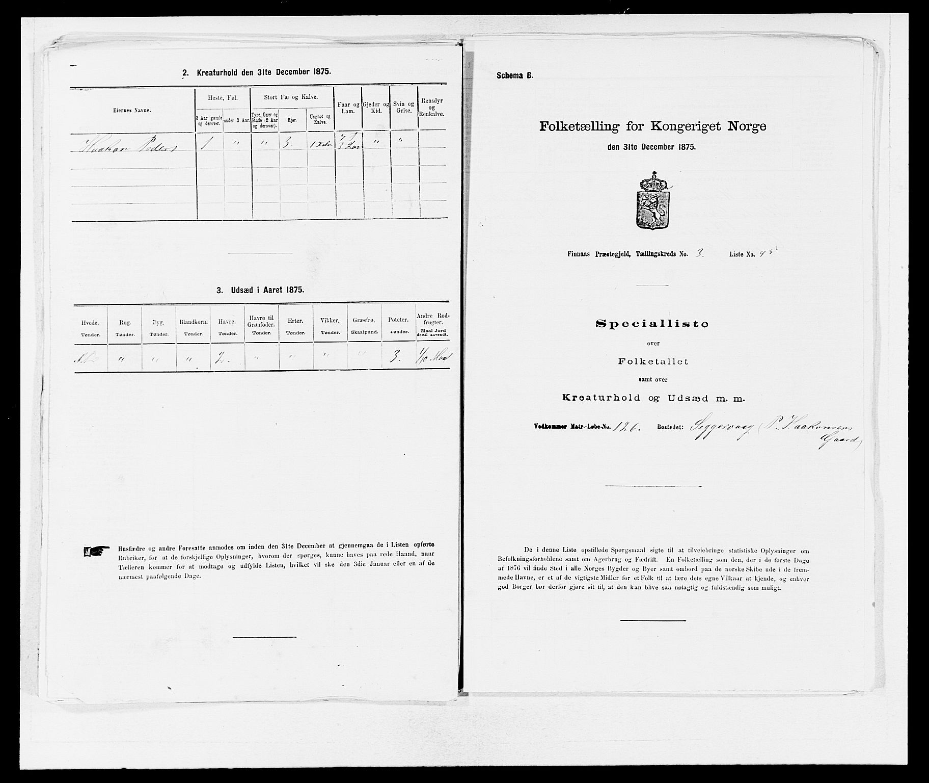 SAB, 1875 census for 1218P Finnås, 1875, p. 510