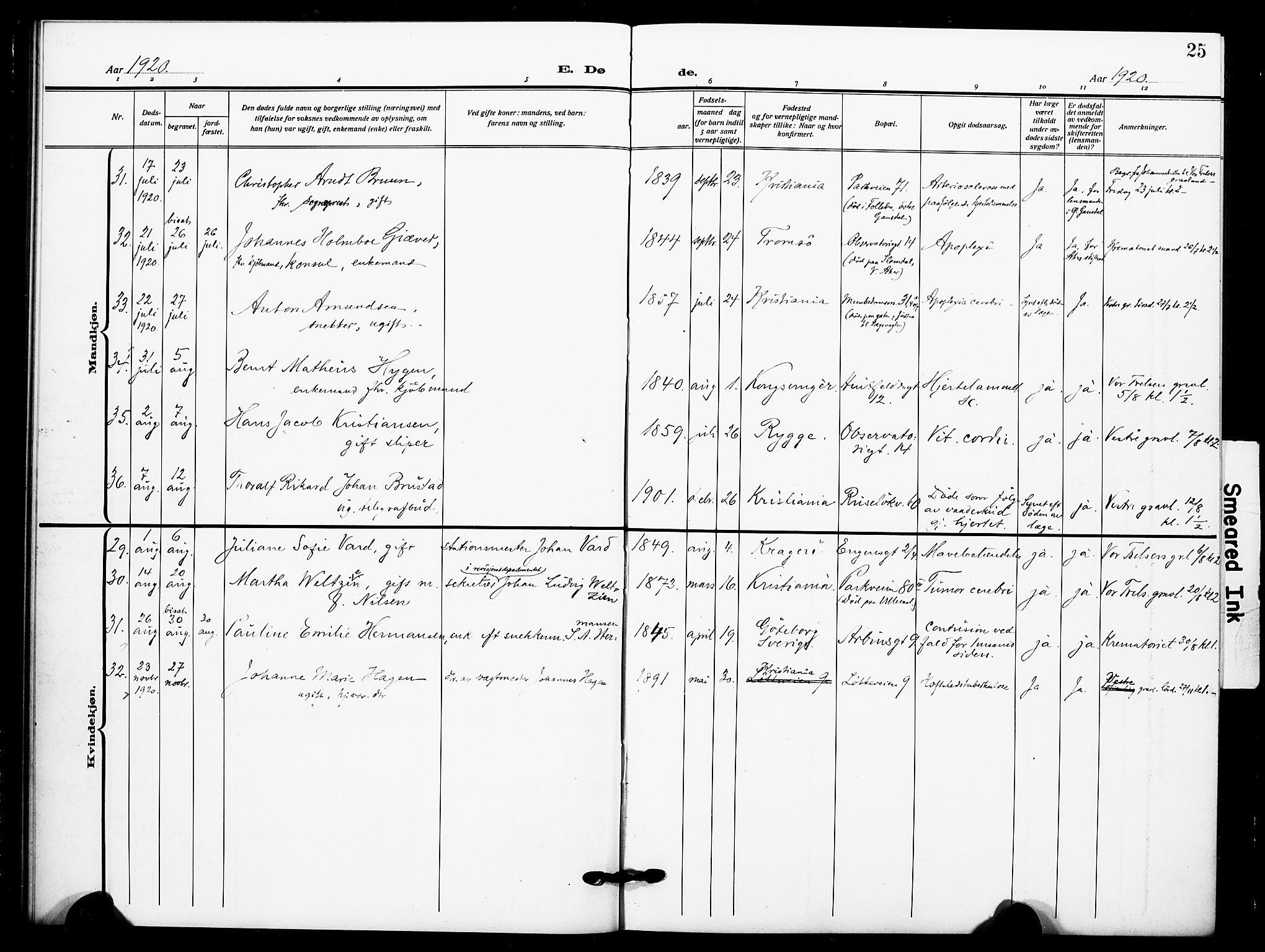 Johannes prestekontor Kirkebøker, AV/SAO-A-10852/F/Fa/L0012: Parish register (official) no. 12, 1918-1930, p. 25