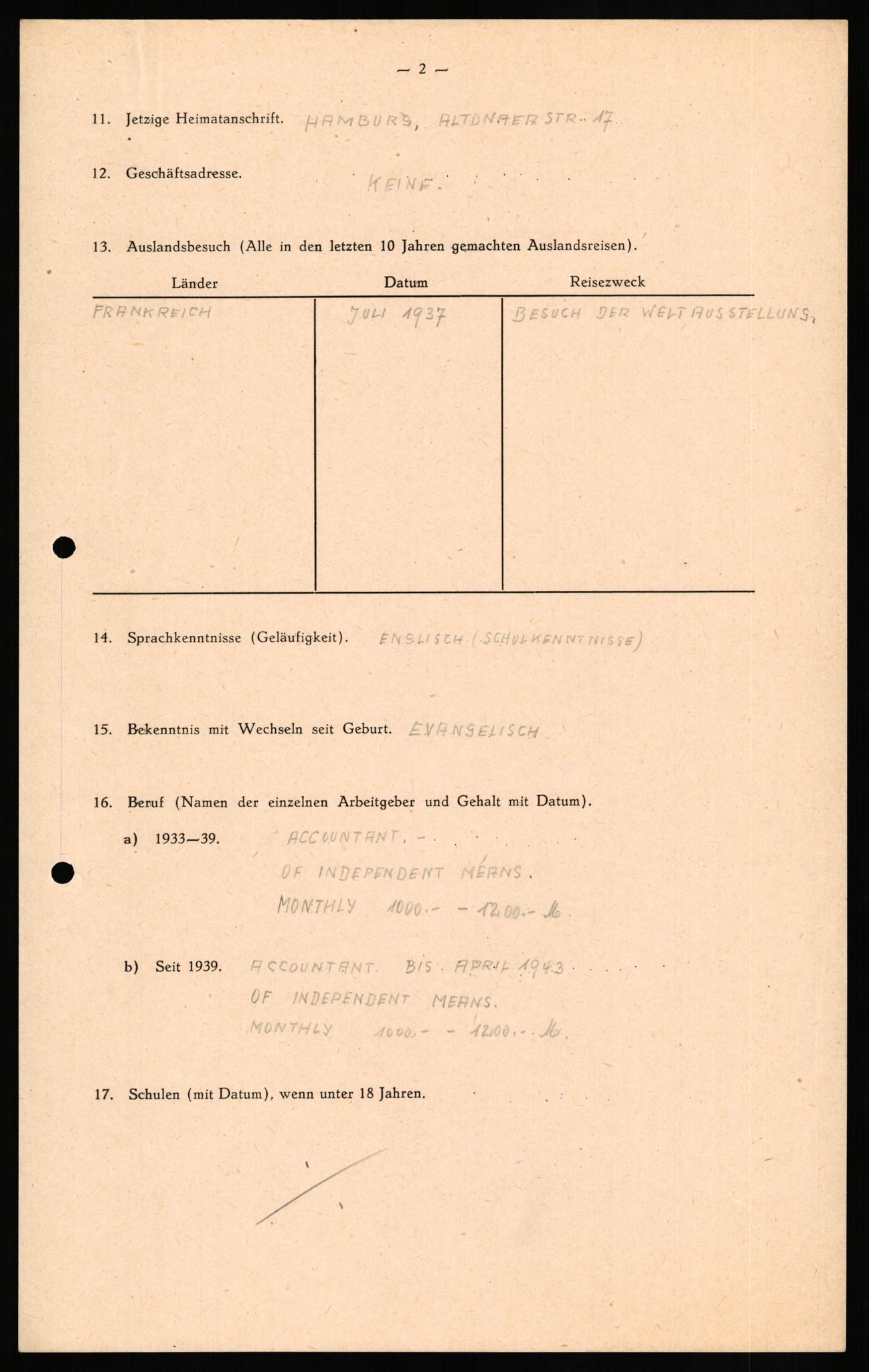 Forsvaret, Forsvarets overkommando II, AV/RA-RAFA-3915/D/Db/L0018: CI Questionaires. Tyske okkupasjonsstyrker i Norge. Tyskere., 1945-1946, p. 142