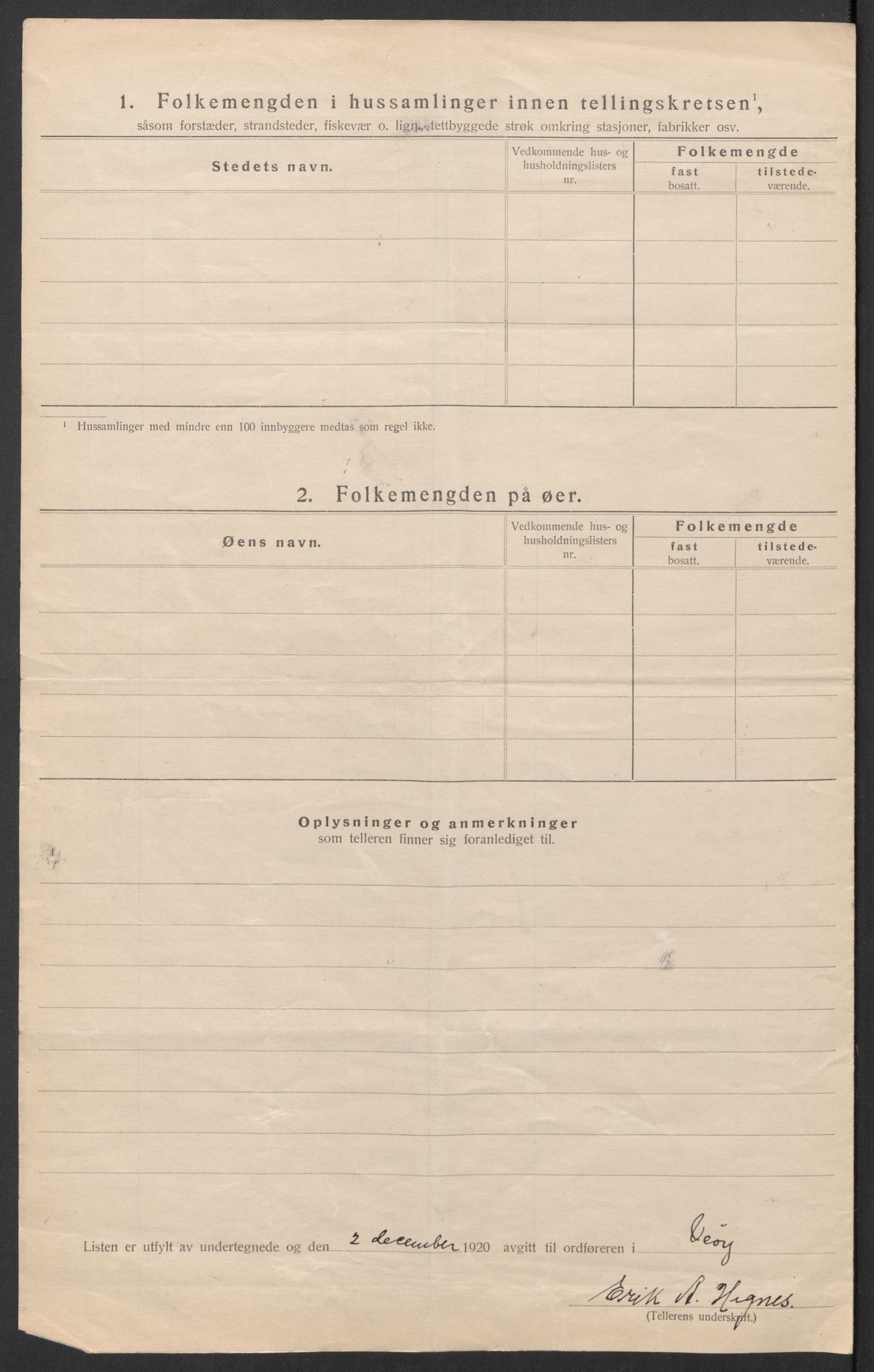 SAT, 1920 census for Veøy, 1920, p. 20