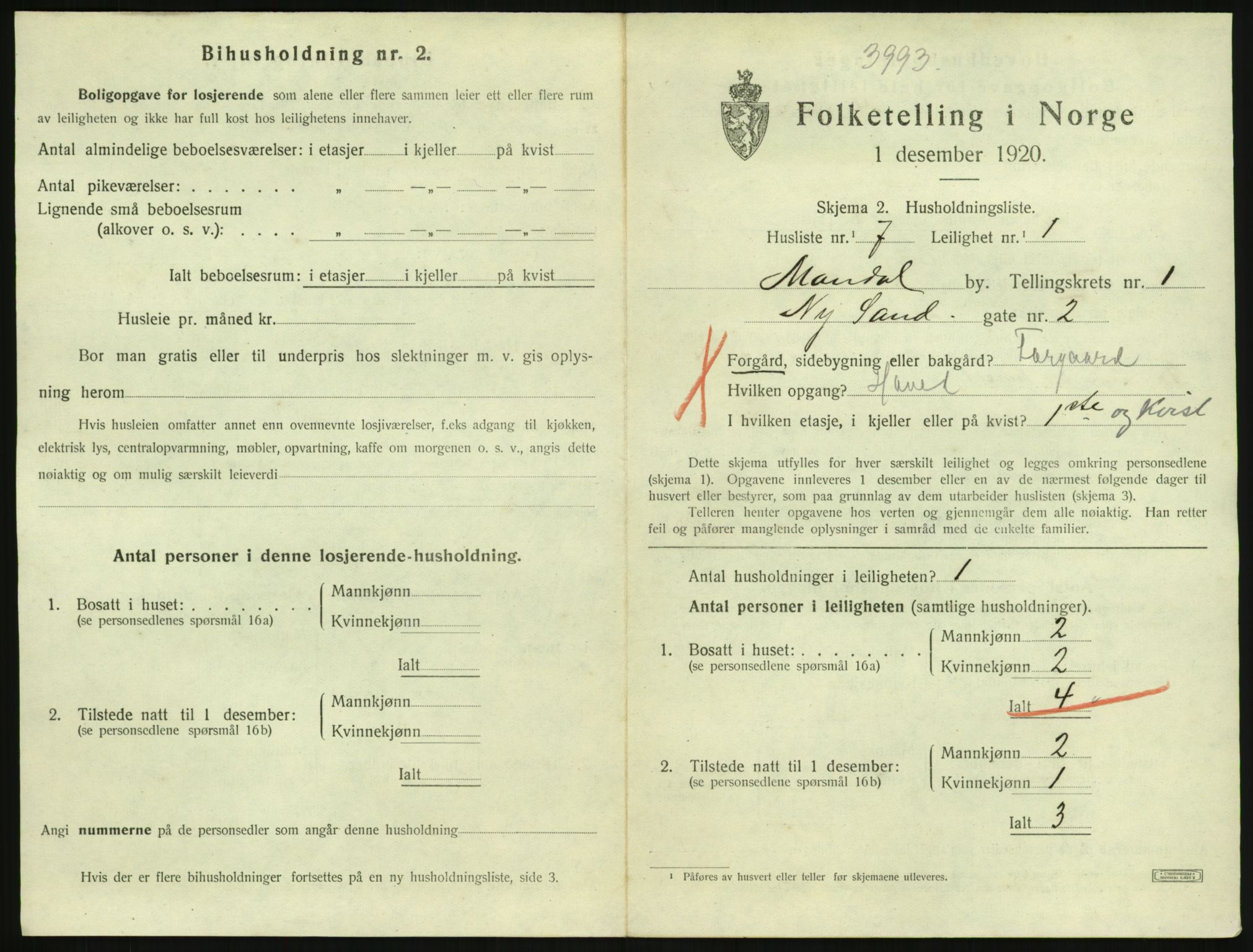 SAK, 1920 census for Mandal, 1920, p. 1443