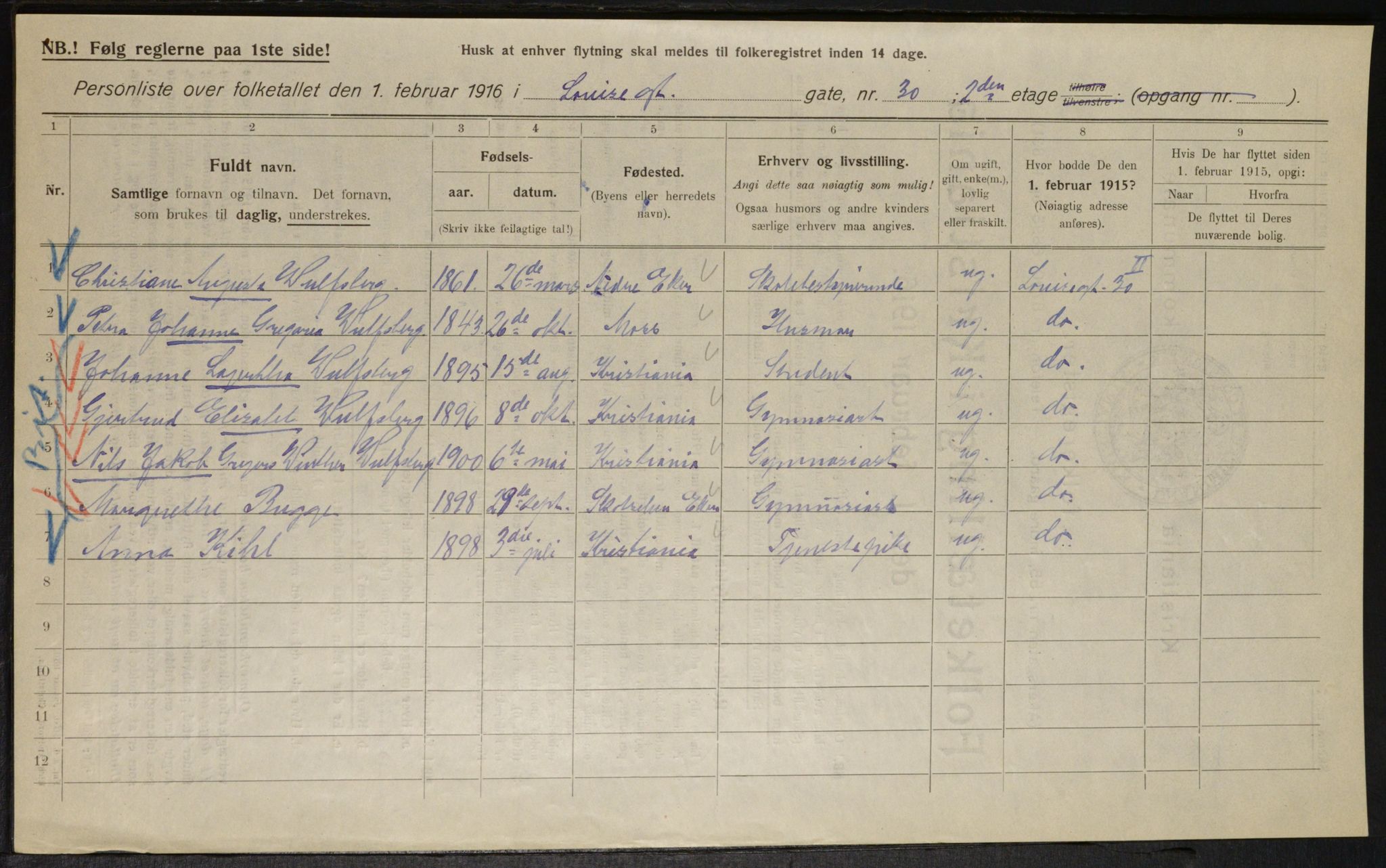 OBA, Municipal Census 1916 for Kristiania, 1916, p. 59732