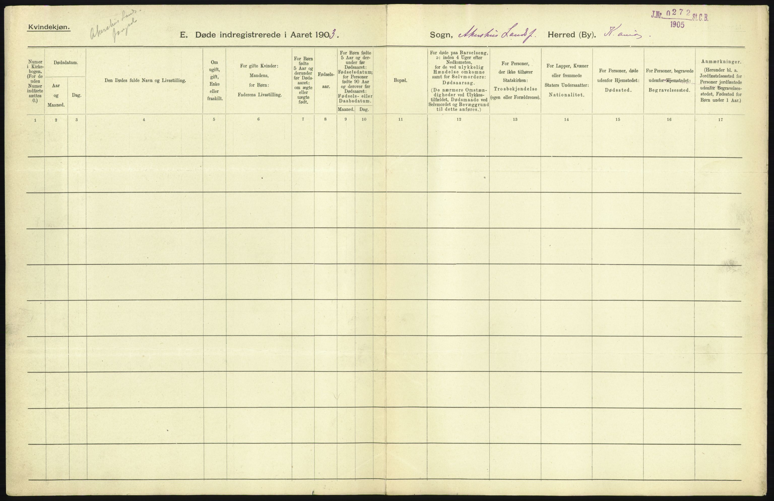 Statistisk sentralbyrå, Sosiodemografiske emner, Befolkning, AV/RA-S-2228/D/Df/Dfa/Dfaa/L0004: Kristiania: Gifte, døde, 1903, p. 263