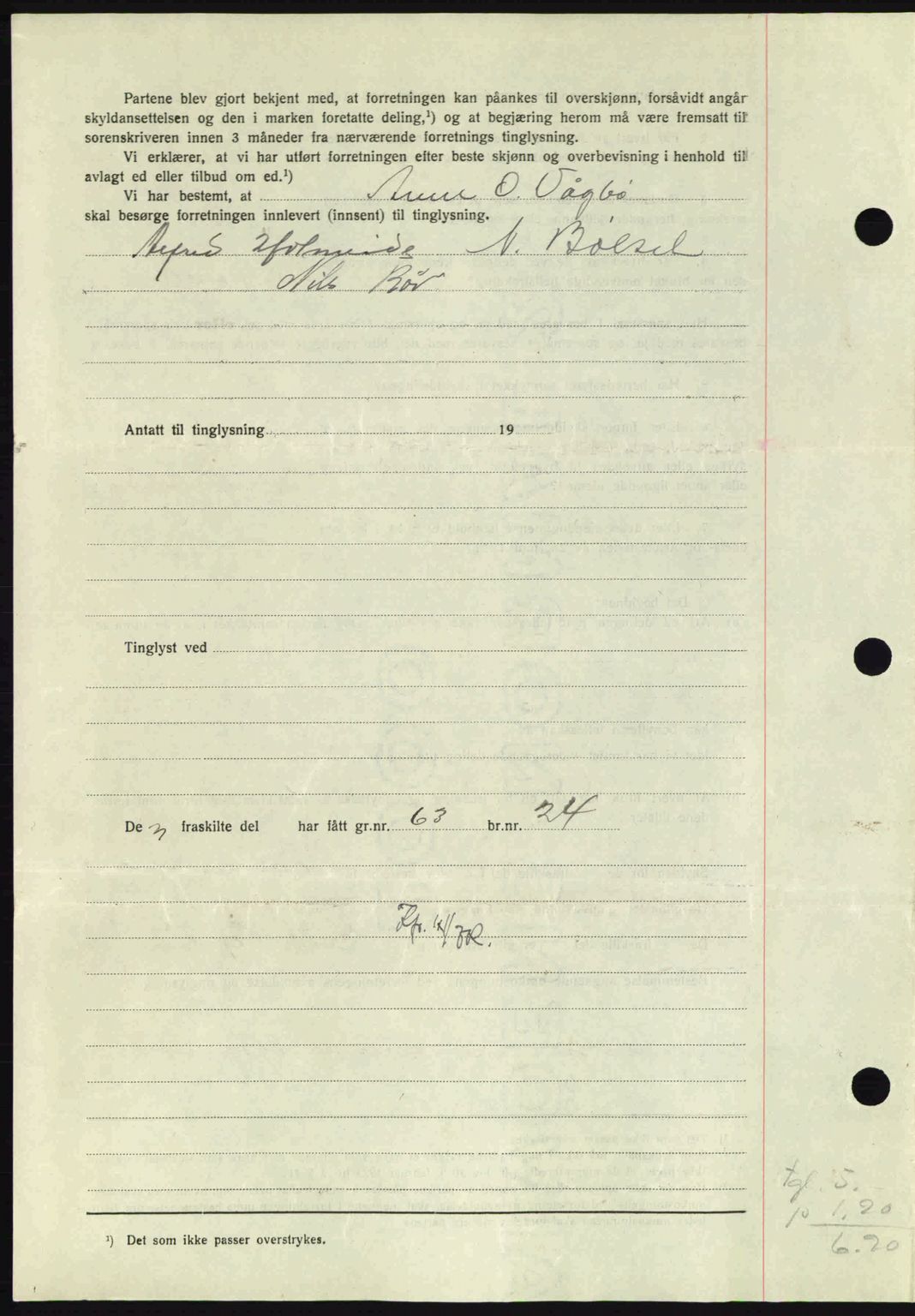 Nordmøre sorenskriveri, AV/SAT-A-4132/1/2/2Ca: Mortgage book no. A96, 1943-1944, Diary no: : 2246/1943