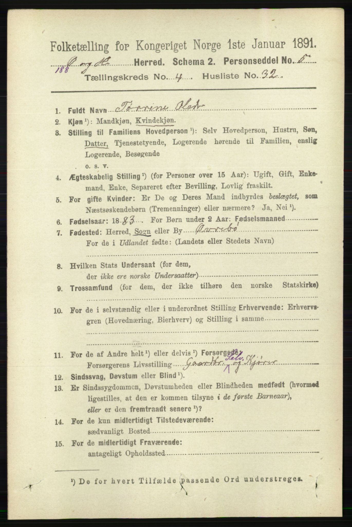 RA, 1891 census for 1016 Øvrebø og Hægeland, 1891, p. 892