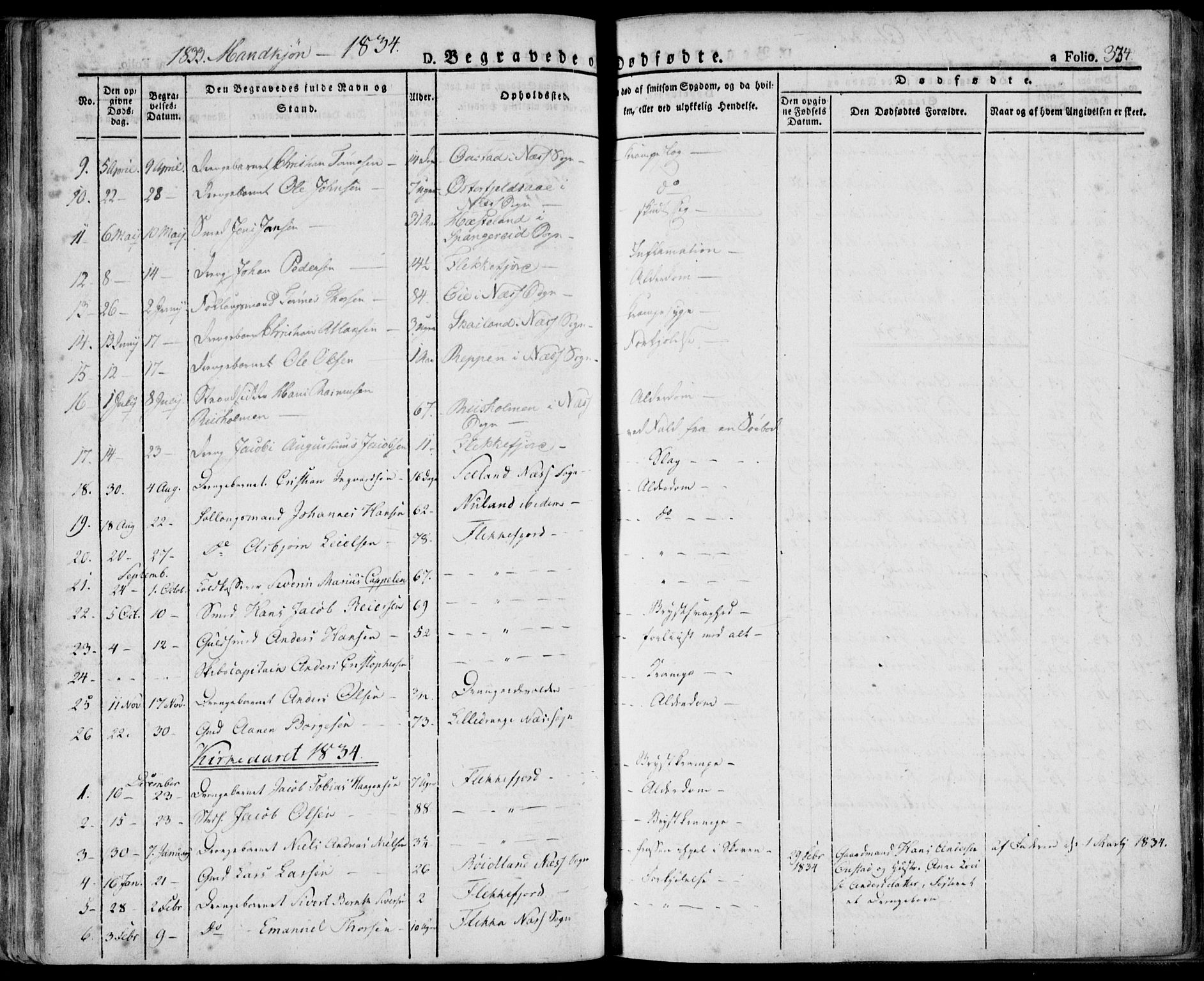 Flekkefjord sokneprestkontor, SAK/1111-0012/F/Fa/Fac/L0003: Parish register (official) no. A 3, 1826-1841, p. 334