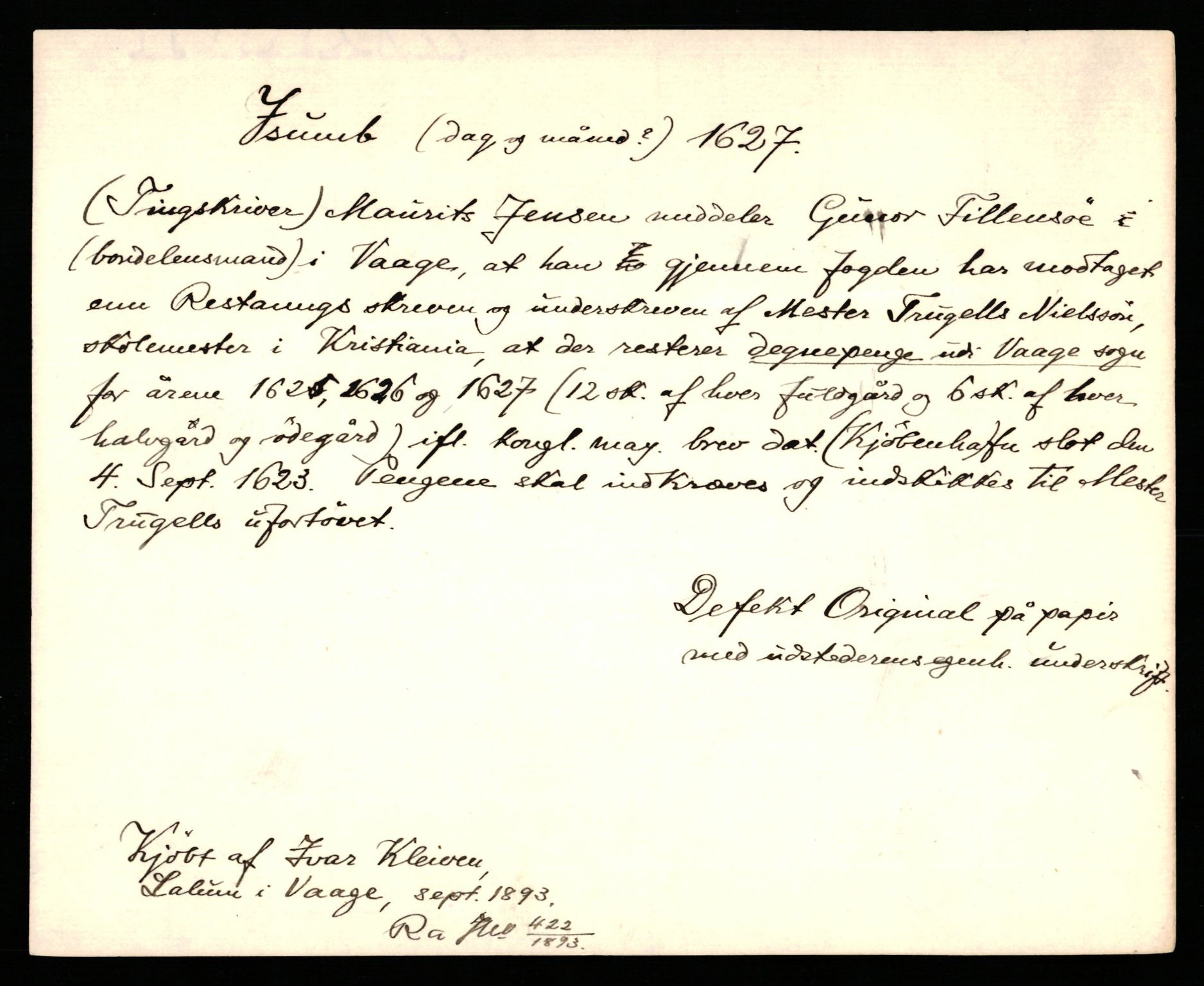 Riksarkivets diplomsamling, AV/RA-EA-5965/F35/F35b/L0007: Riksarkivets diplomer, seddelregister, 1625-1634, p. 153