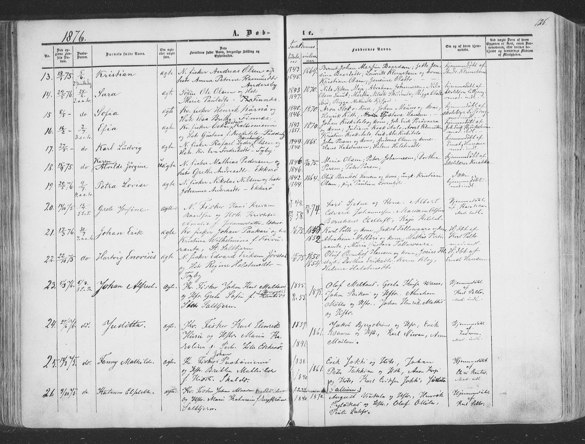 Vadsø sokneprestkontor, SATØ/S-1325/H/Ha/L0004kirke: Parish register (official) no. 4, 1854-1880, p. 126