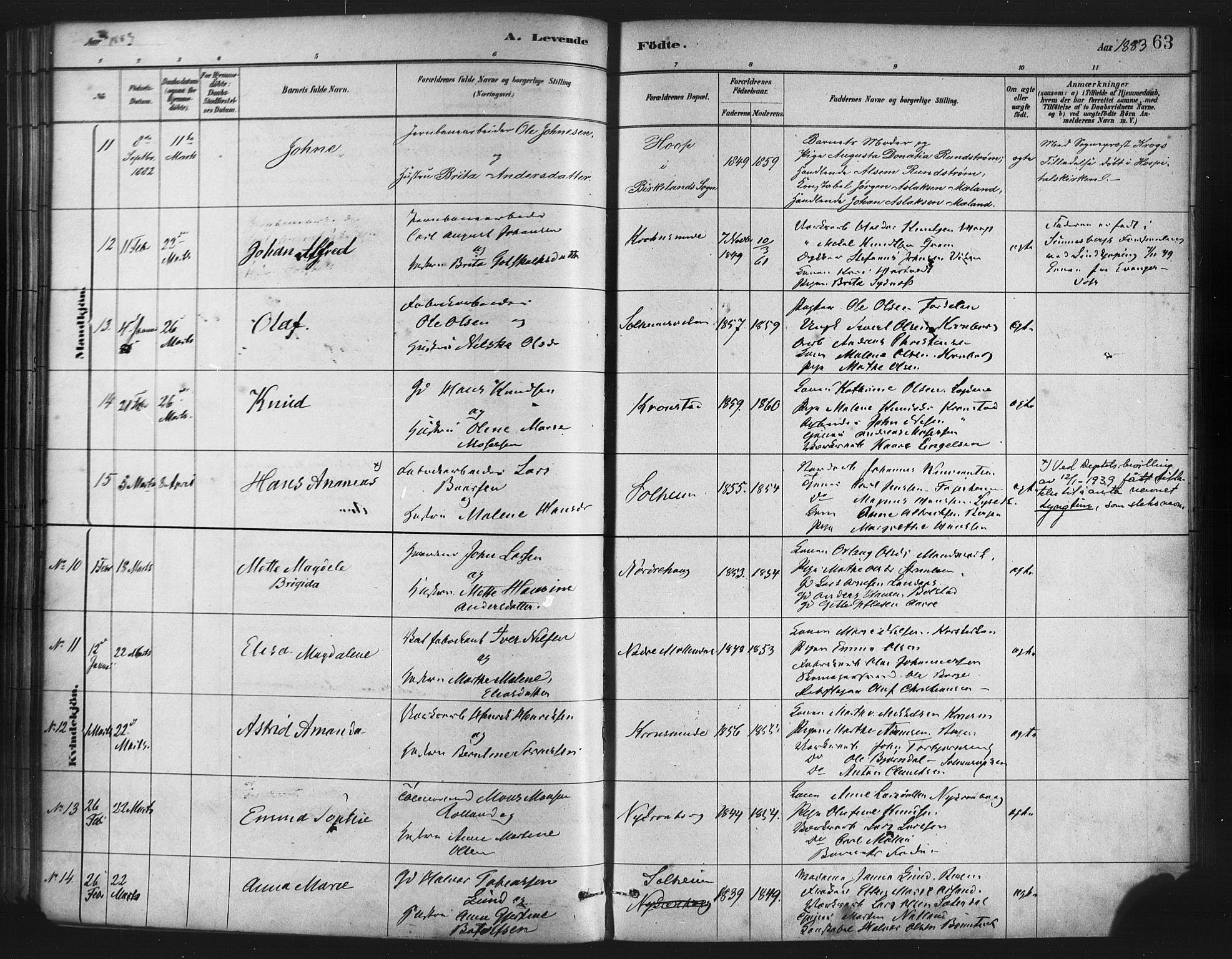 St. Jørgens hospital og Årstad sokneprestembete, AV/SAB-A-99934: Parish register (official) no. A 7, 1879-1886, p. 63