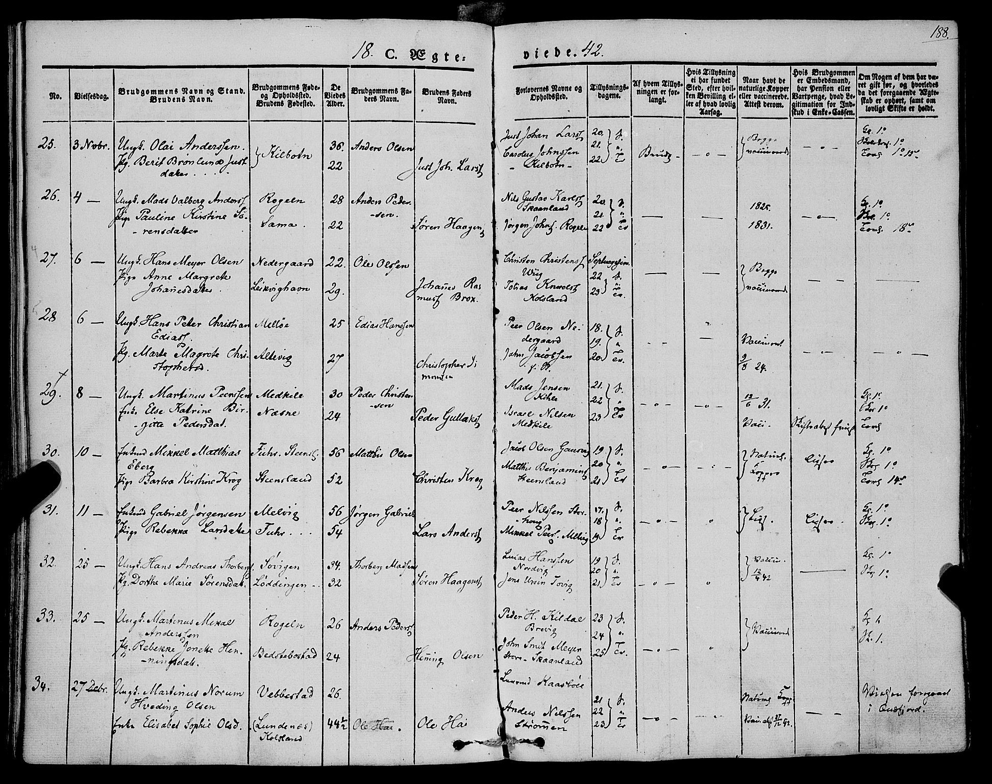 Trondenes sokneprestkontor, SATØ/S-1319/H/Ha/L0009kirke: Parish register (official) no. 9, 1841-1852, p. 188
