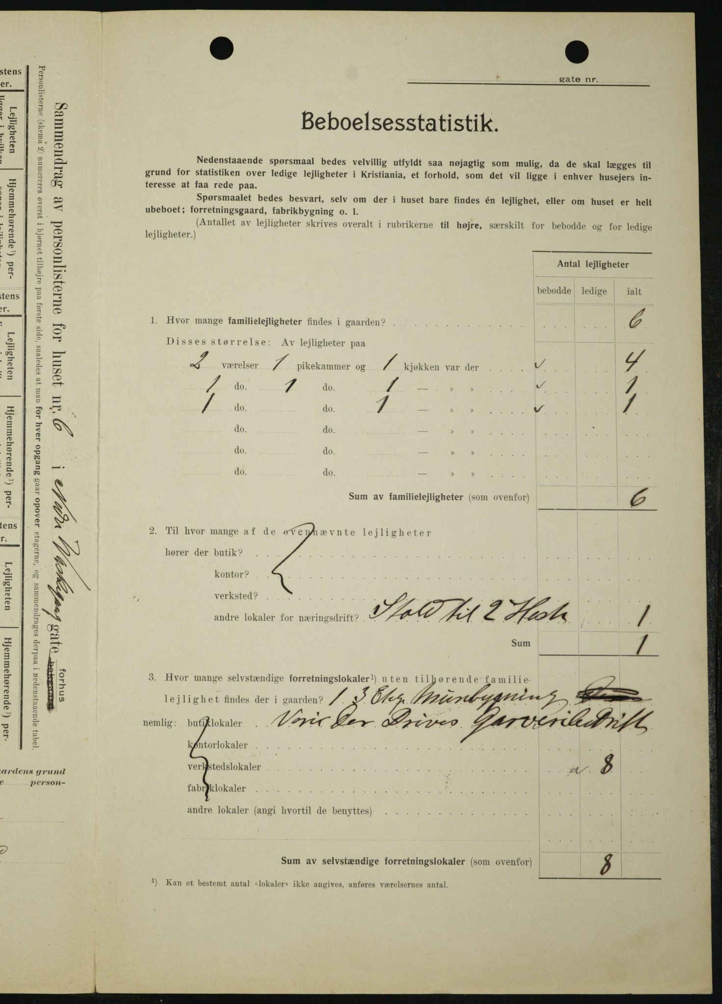 OBA, Municipal Census 1909 for Kristiania, 1909, p. 63040