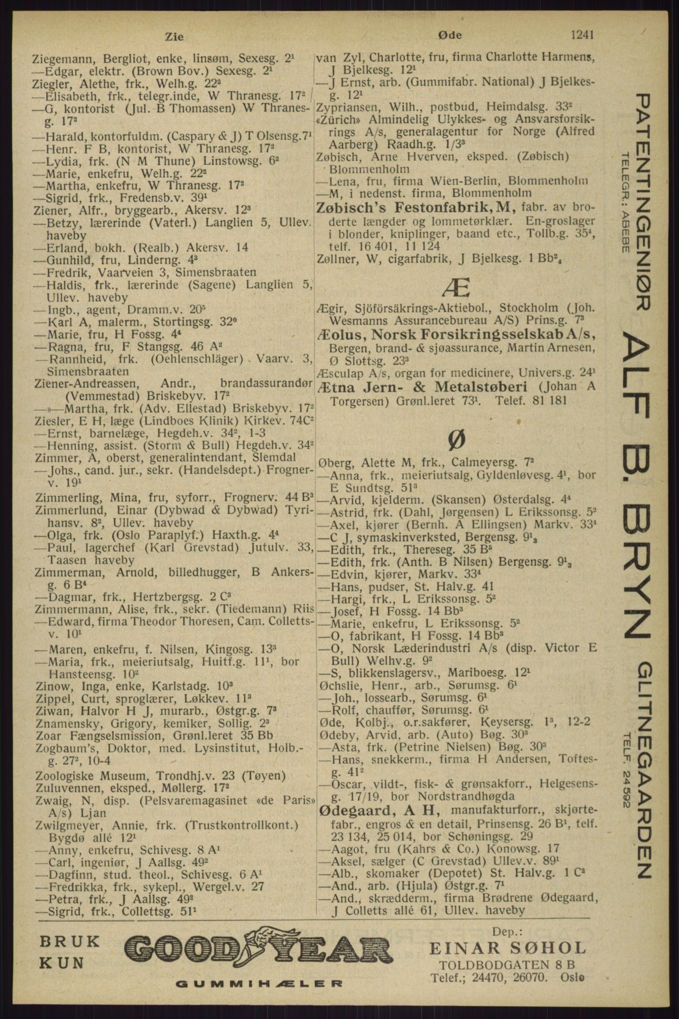 Kristiania/Oslo adressebok, PUBL/-, 1929, p. 1241