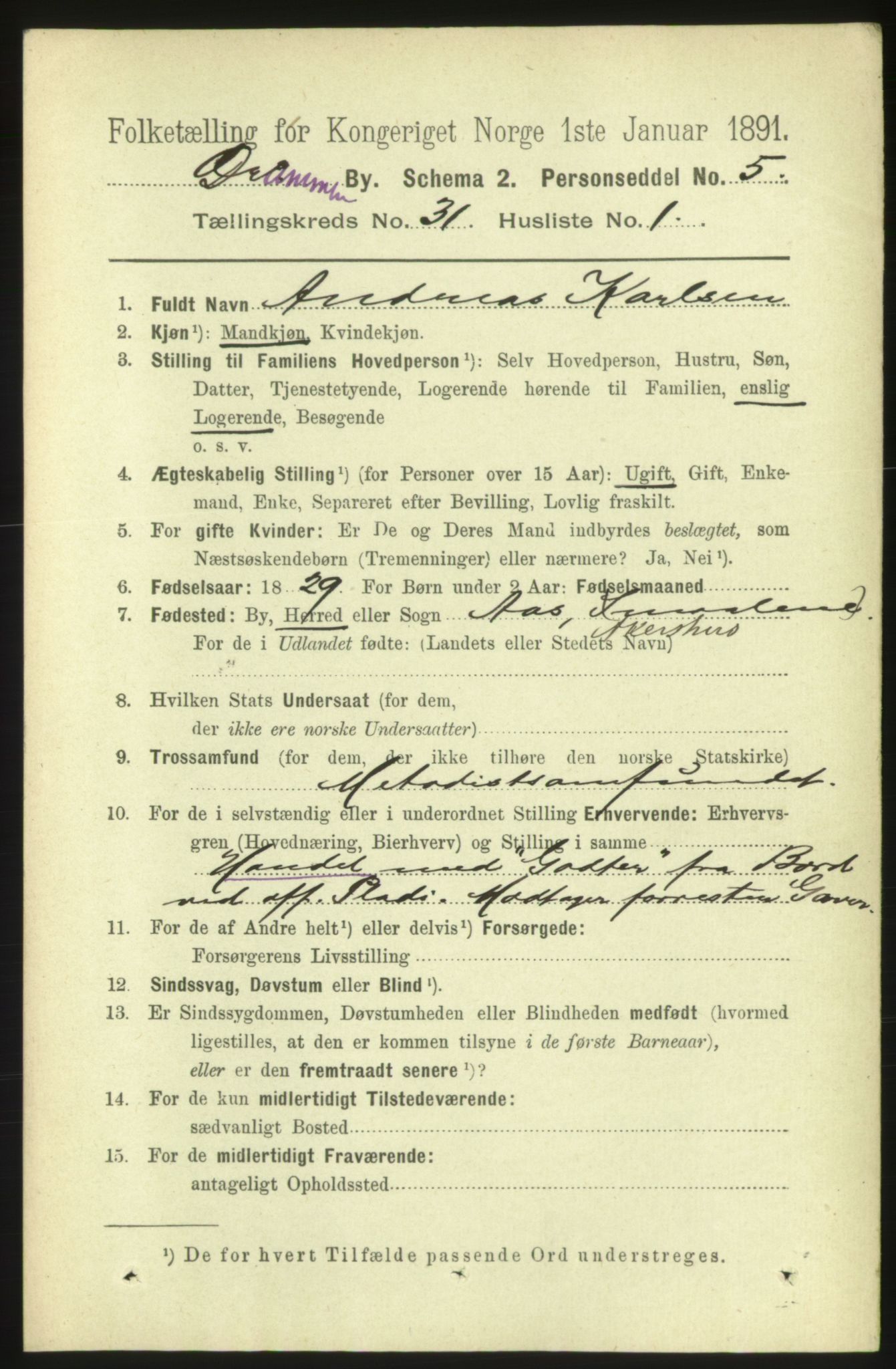 RA, 1891 census for 0602 Drammen, 1891, p. 18714