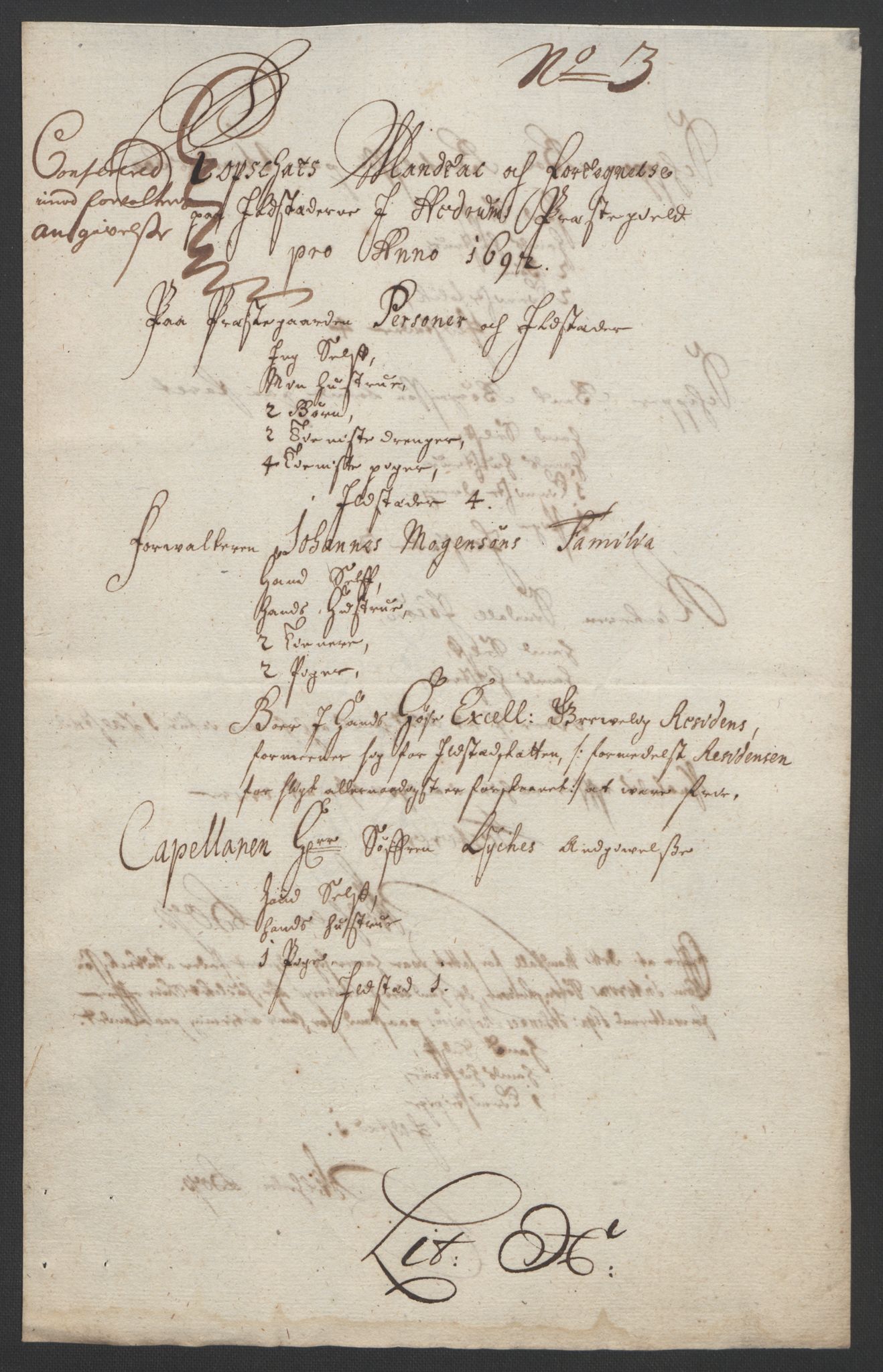 Rentekammeret inntil 1814, Reviderte regnskaper, Fogderegnskap, RA/EA-4092/R33/L1973: Fogderegnskap Larvik grevskap, 1692, p. 135