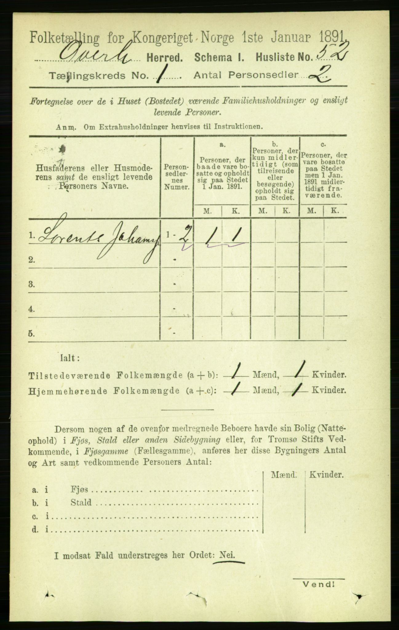 RA, 1891 census for 1744 Overhalla, 1891, p. 76