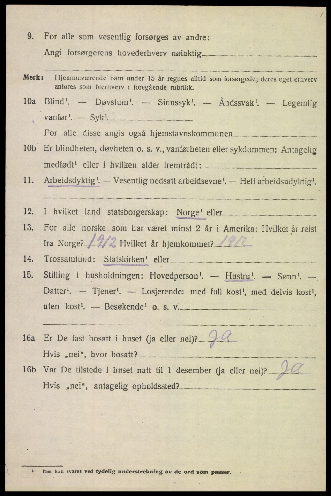 SAK, 1920 census for Spangereid, 1920, p. 1056