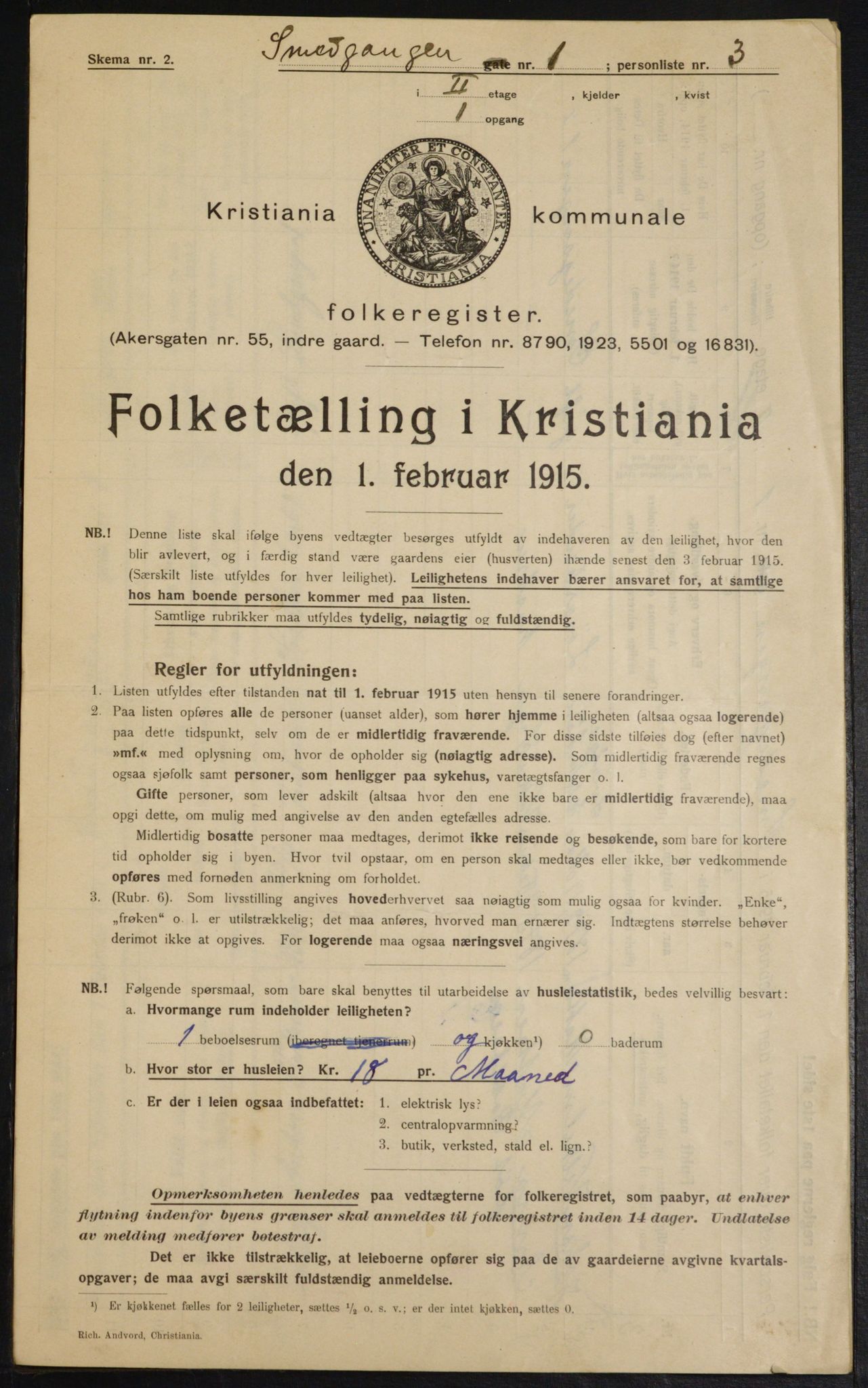 OBA, Municipal Census 1915 for Kristiania, 1915, p. 96977