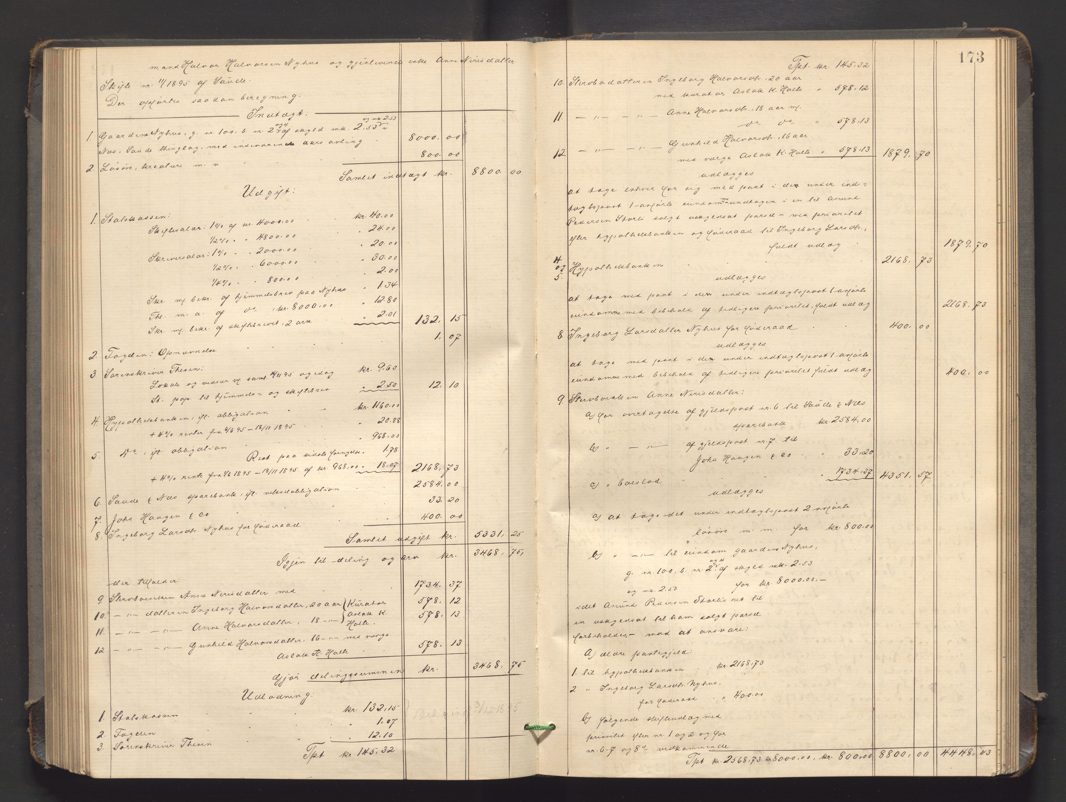 Nedre Telemark sorenskriveri, AV/SAKO-A-135/H/Hb/Hbe/L0004: Skifteutlodningsprotokoll, 1892-1898, p. 172b-173a
