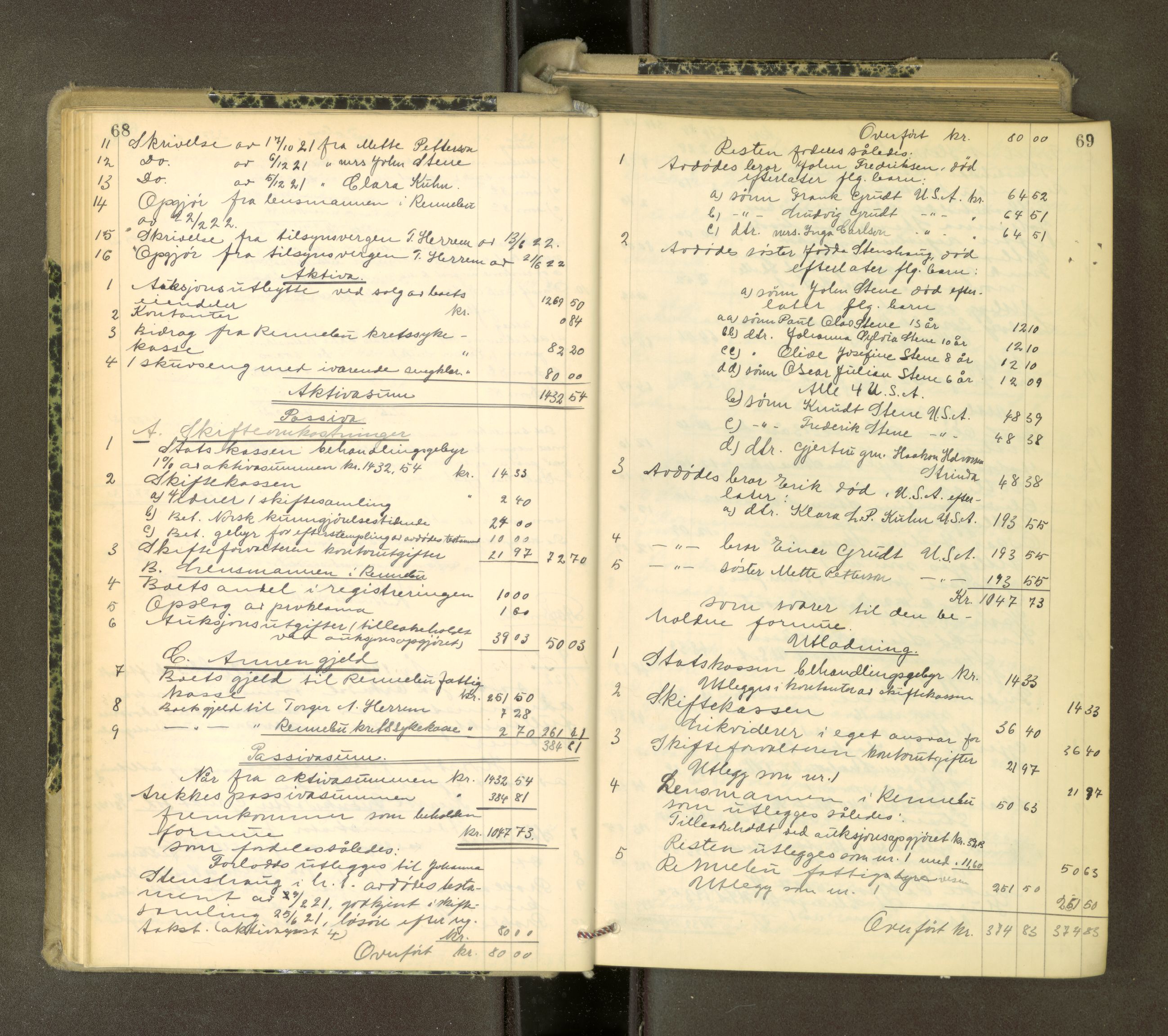 Orkdal sorenskriveri, AV/SAT-A-4169/1/3/3Aa/L0017: Skifteprotokoller, 1921-1929, p. 68-69