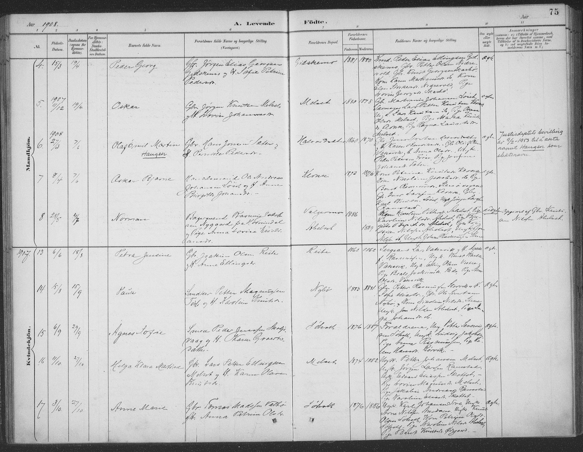 Ministerialprotokoller, klokkerbøker og fødselsregistre - Møre og Romsdal, SAT/A-1454/522/L0316: Parish register (official) no. 522A11, 1890-1911, p. 75