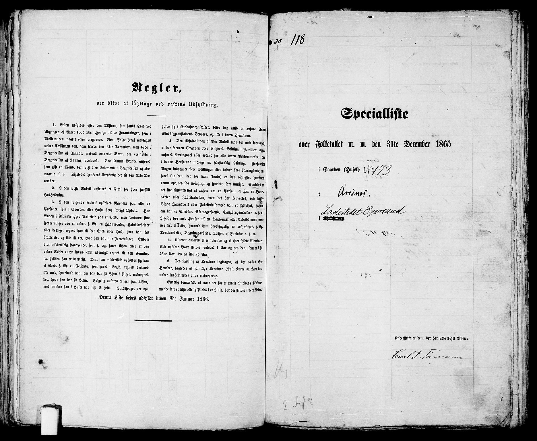 RA, 1865 census for Eigersund parish, Egersund town, 1865, p. 246