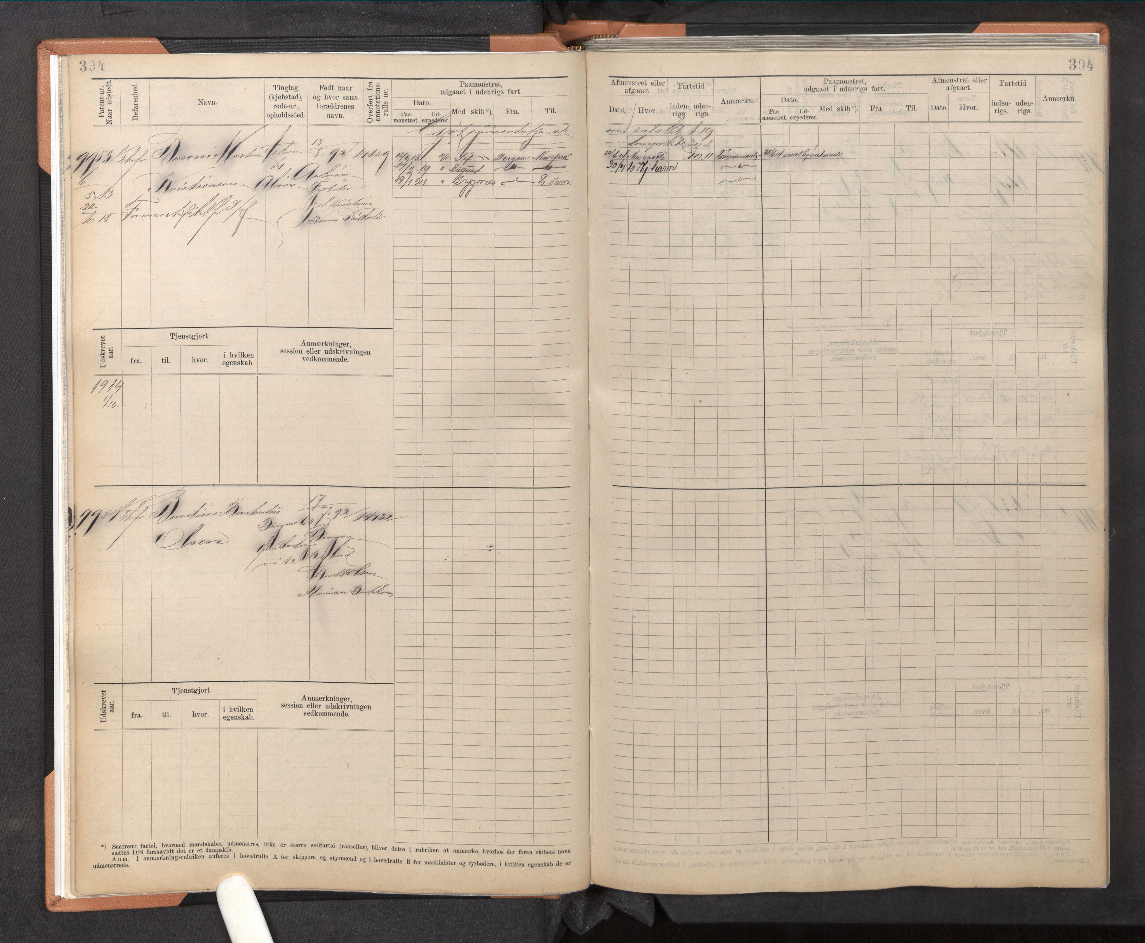 Innrulleringssjefen i Bergen, AV/SAB-A-100050/F/Fc/L0016: Sjøfartshovedrulle, nr. 9951 - 10528, 1910-1921, p. 304