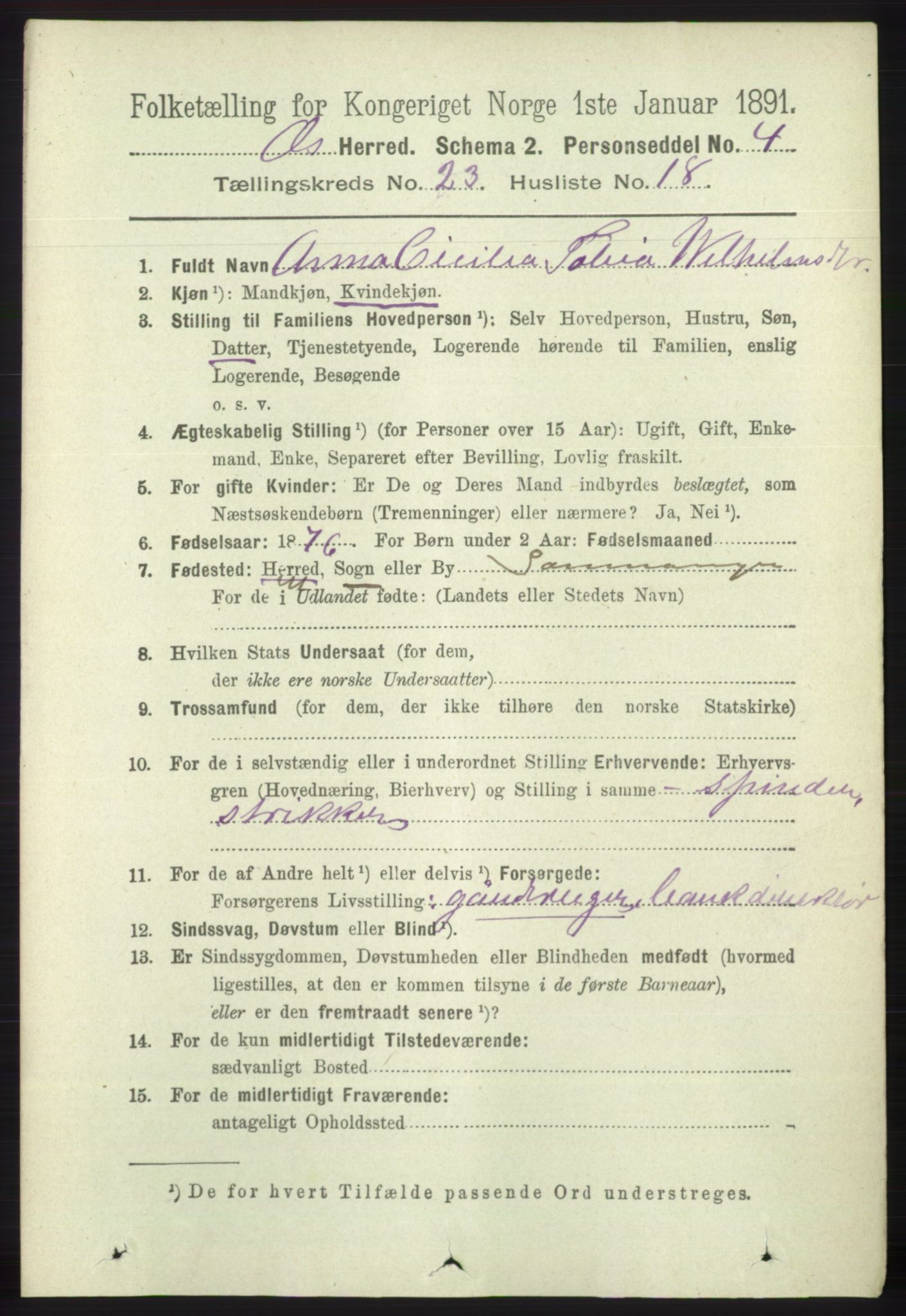 RA, 1891 census for 1243 Os, 1891, p. 5178