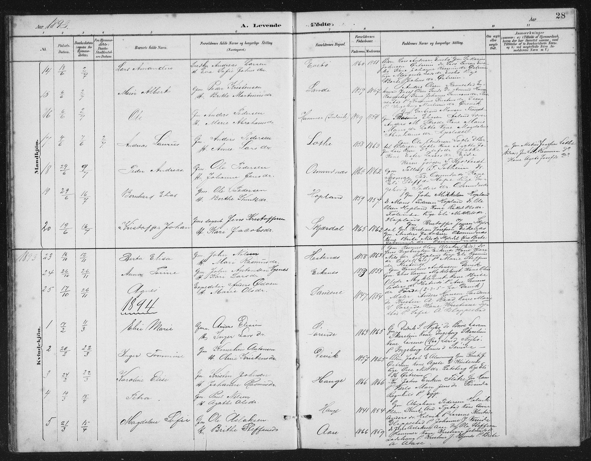 Gloppen sokneprestembete, SAB/A-80101/H/Hab/Habb/L0002: Parish register (copy) no. B 2, 1889-1909, p. 28