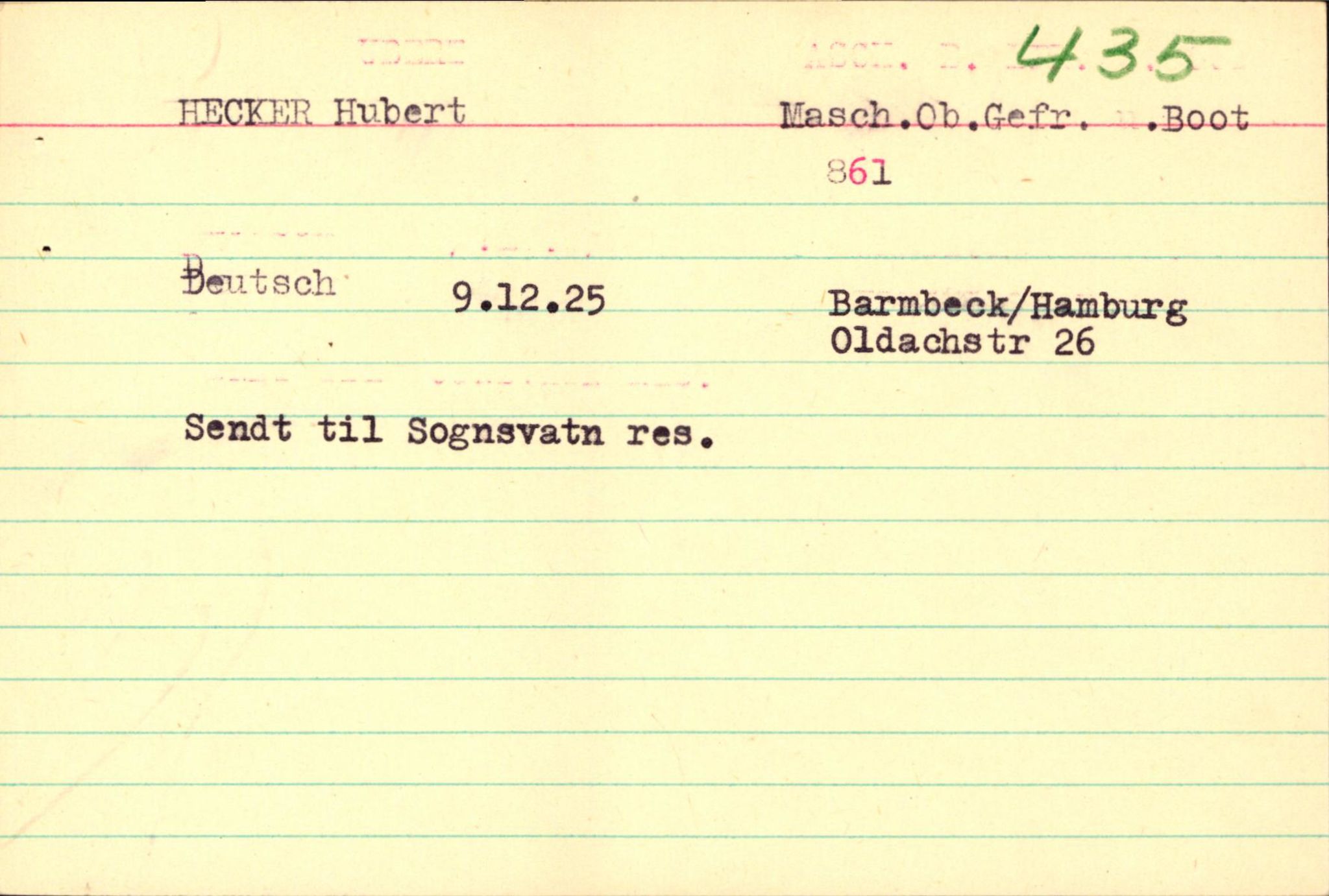 Forsvaret, Forsvarets overkommando II, RA/RAFA-3915/D/Db/L0012: CI Questionaires. Tyske okkupasjonsstyrker i Norge. Tyskere., 1945-1946, p. 164