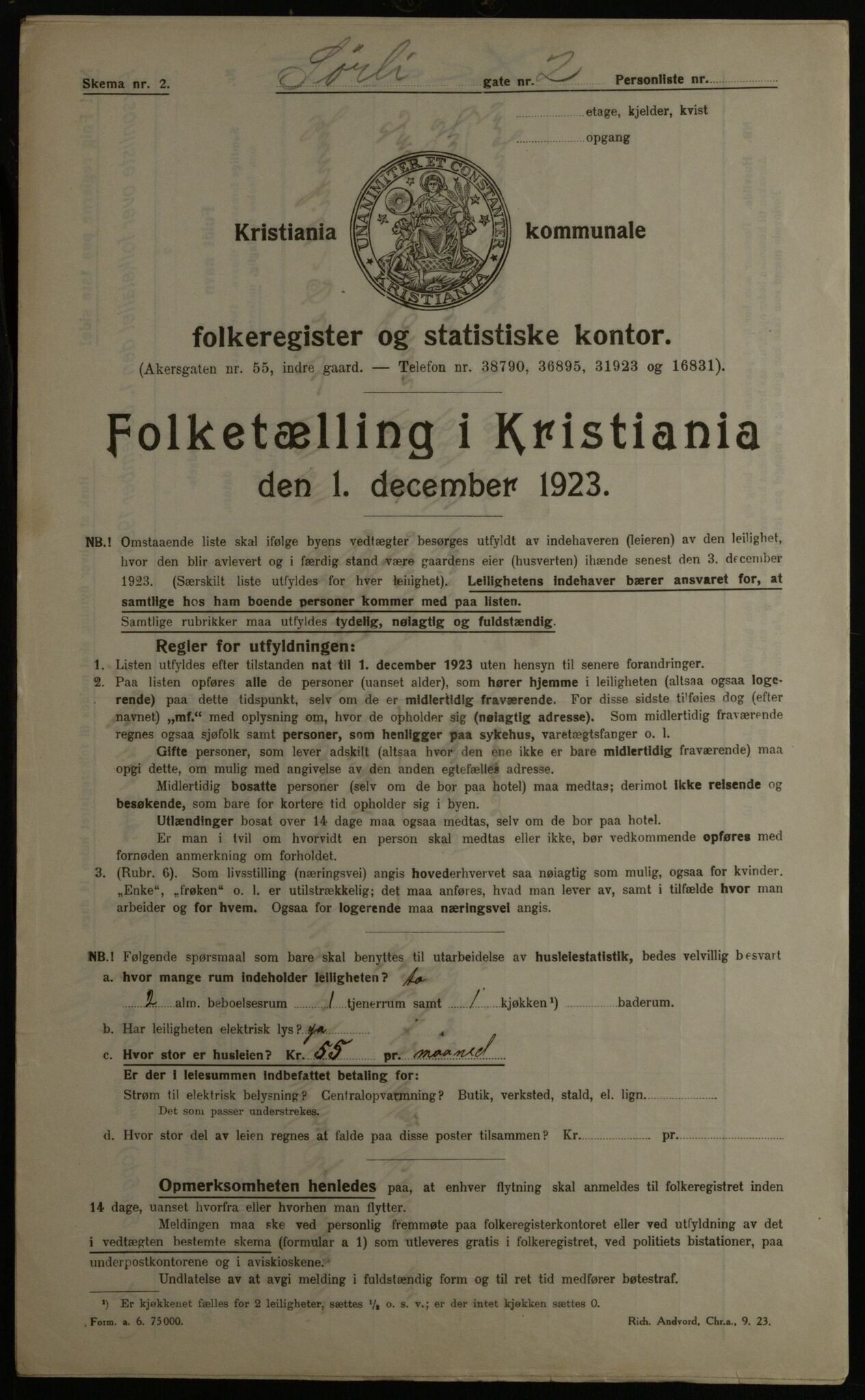 OBA, Municipal Census 1923 for Kristiania, 1923, p. 117846