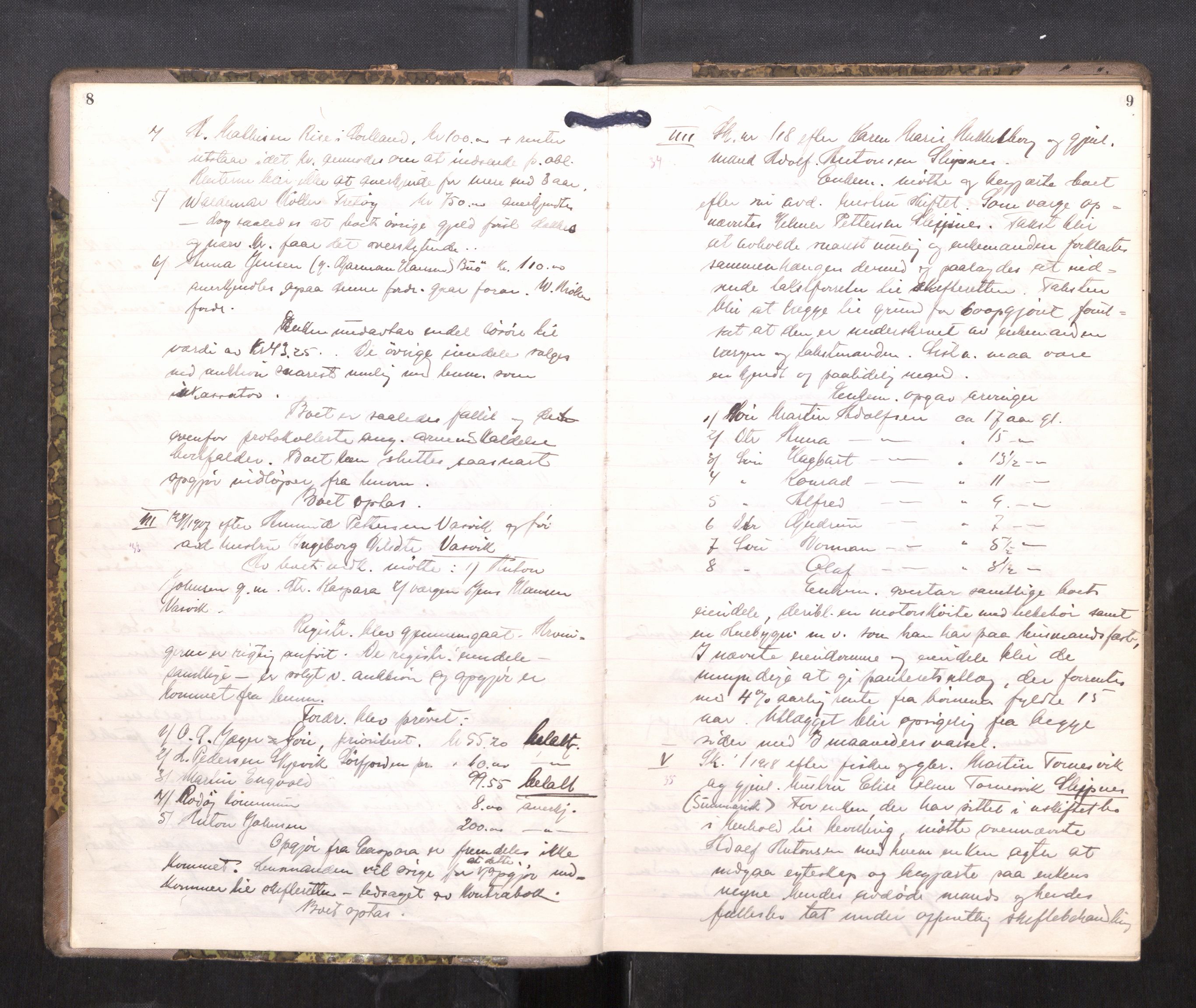 Rana sorenskriveri , AV/SAT-A-1108/1/3/3B/L0011: Skiftebehandlingsprotokoll, 1918-1922, p. 8-9