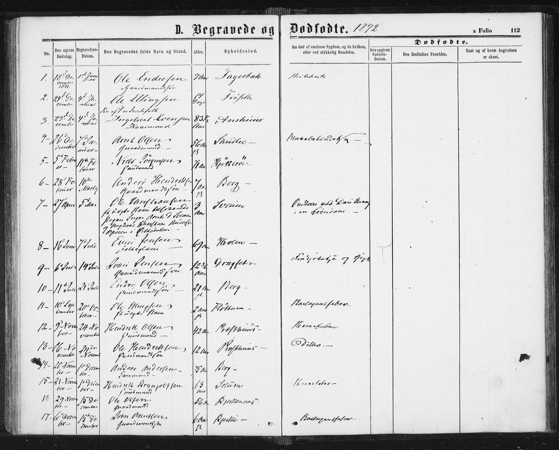 Ministerialprotokoller, klokkerbøker og fødselsregistre - Sør-Trøndelag, SAT/A-1456/689/L1039: Parish register (official) no. 689A04, 1865-1878, p. 112