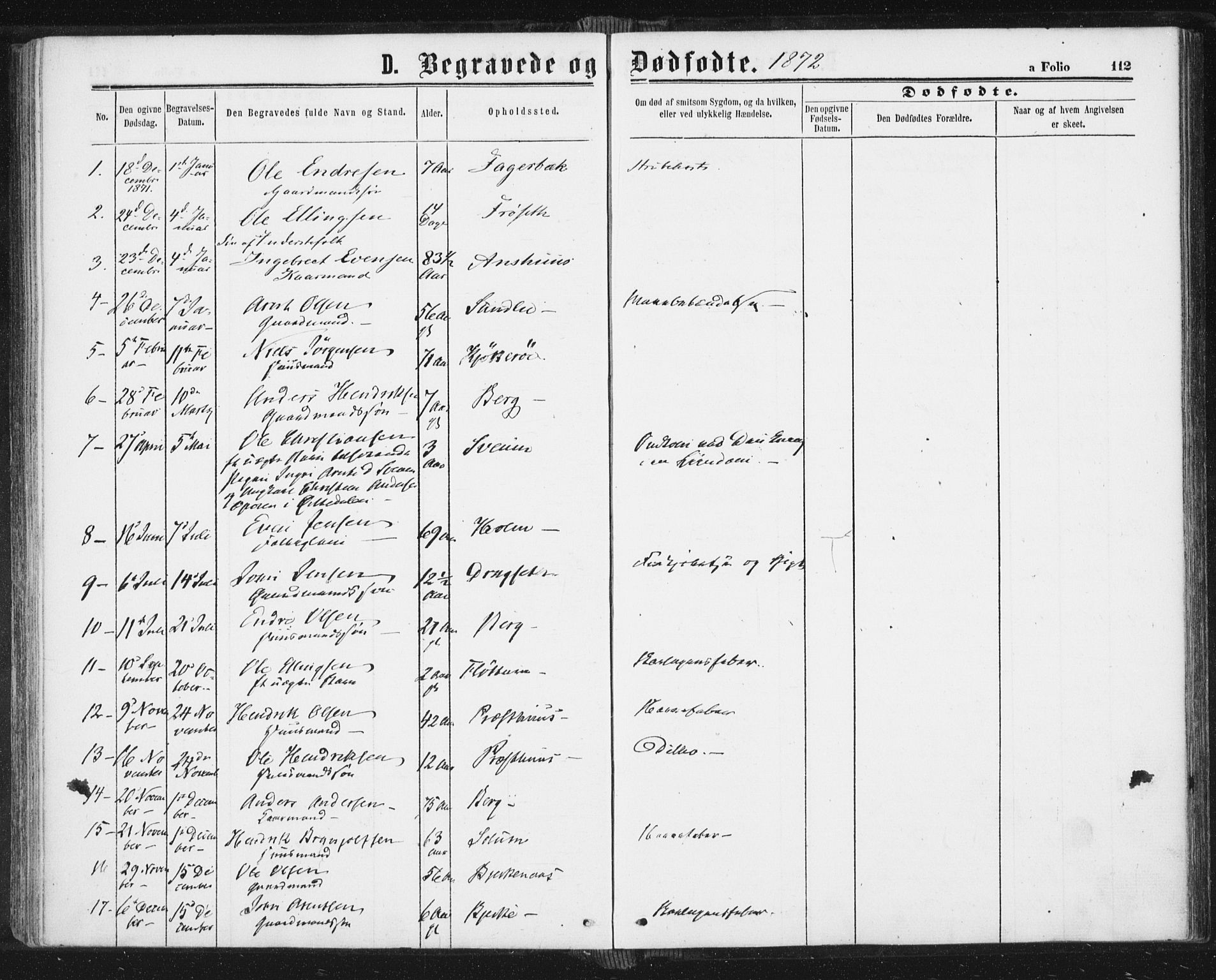 Ministerialprotokoller, klokkerbøker og fødselsregistre - Sør-Trøndelag, AV/SAT-A-1456/689/L1039: Parish register (official) no. 689A04, 1865-1878, p. 112