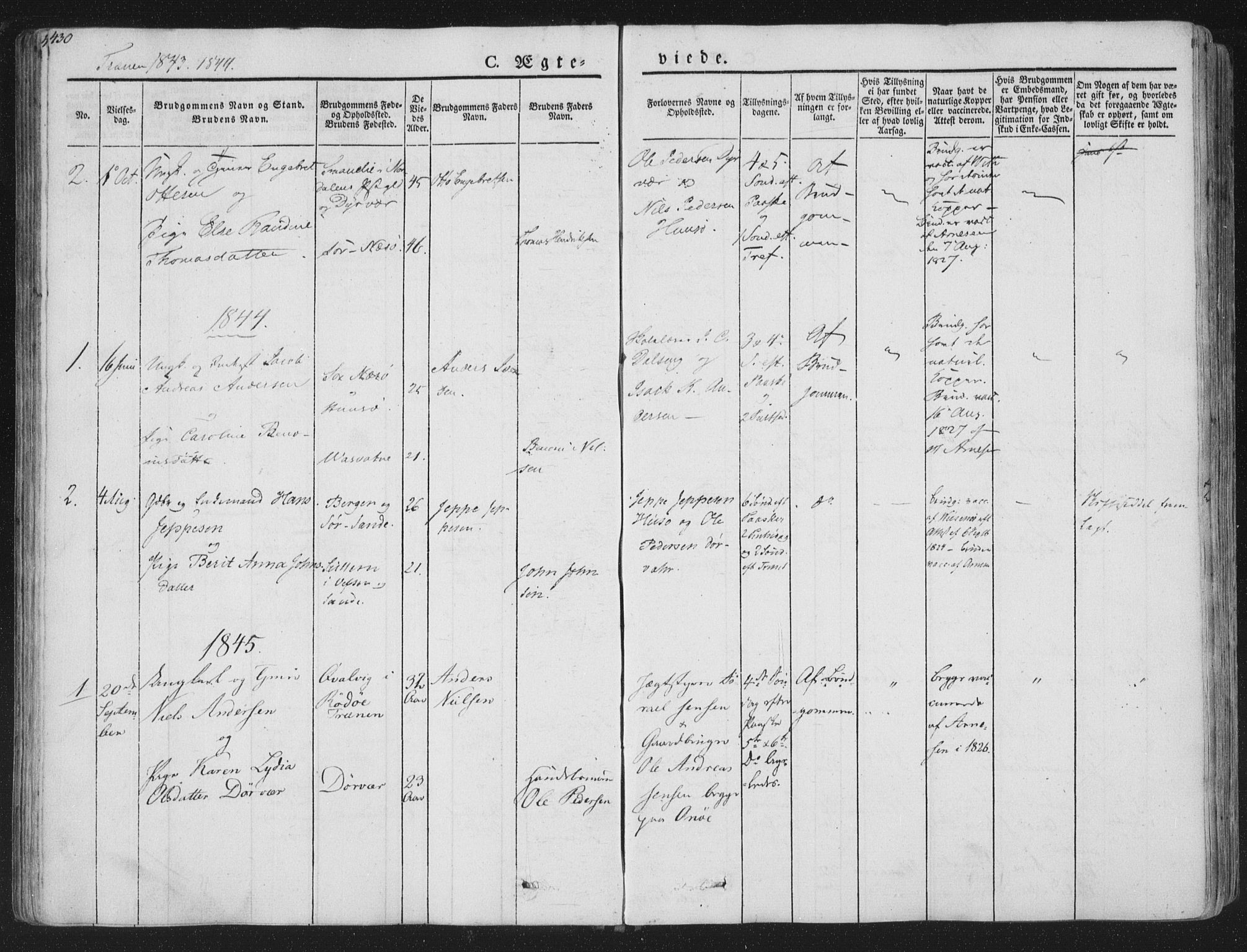 Ministerialprotokoller, klokkerbøker og fødselsregistre - Nordland, AV/SAT-A-1459/839/L0566: Parish register (official) no. 839A03, 1825-1862, p. 430