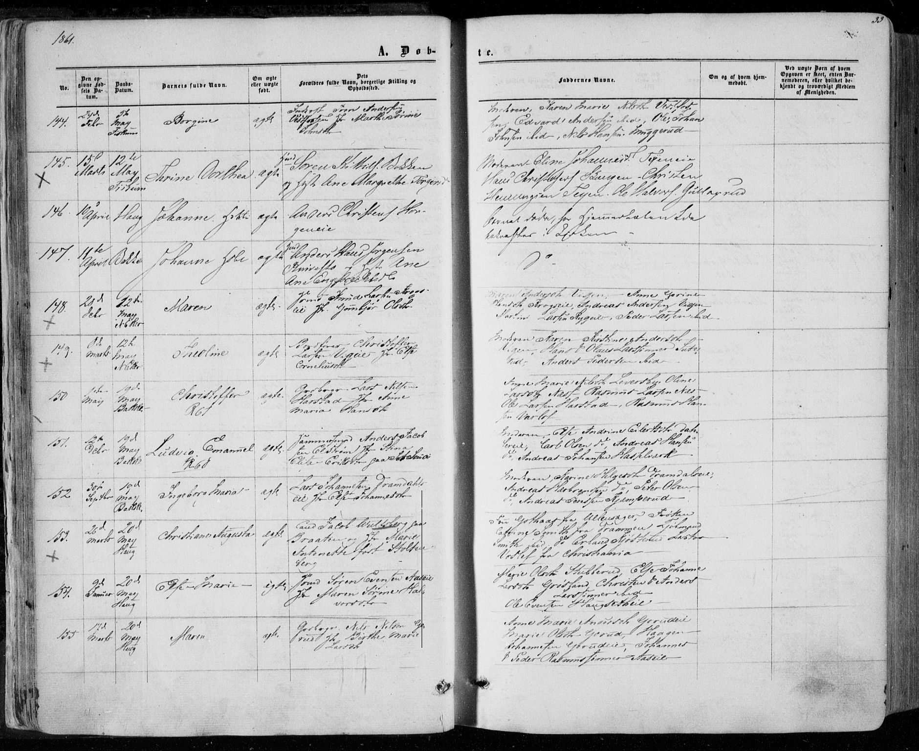 Eiker kirkebøker, SAKO/A-4/F/Fa/L0016: Parish register (official) no. I 16, 1860-1868, p. 33