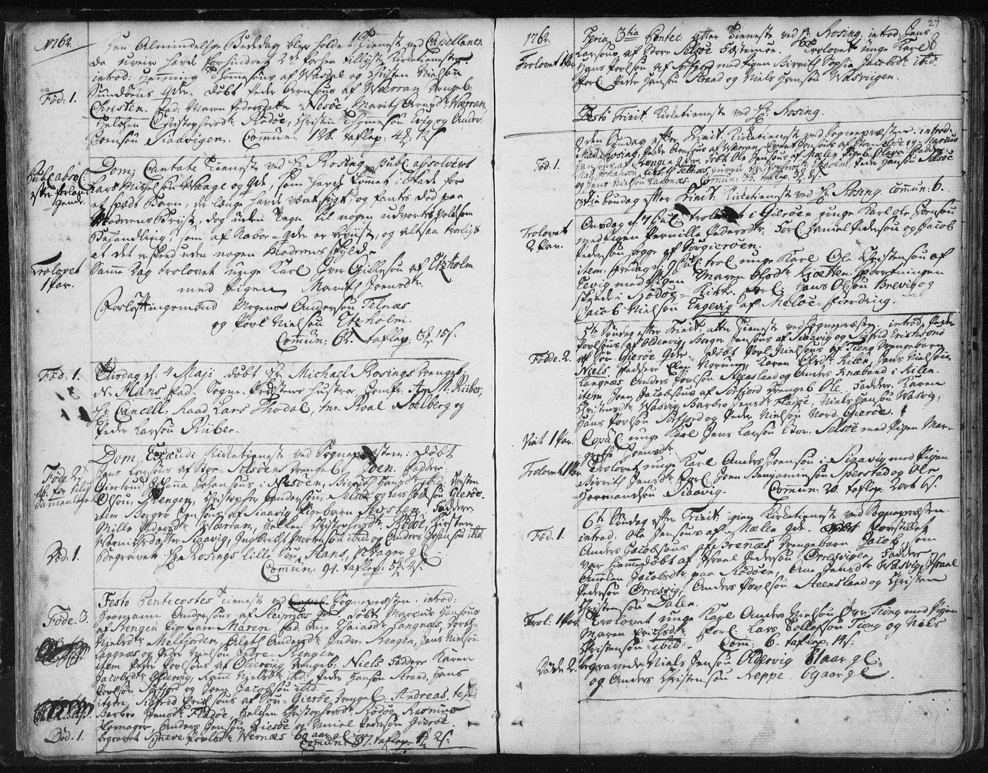 Ministerialprotokoller, klokkerbøker og fødselsregistre - Nordland, SAT/A-1459/841/L0587: Parish register (official) no. 841A02 /1, 1758-1776, p. 27