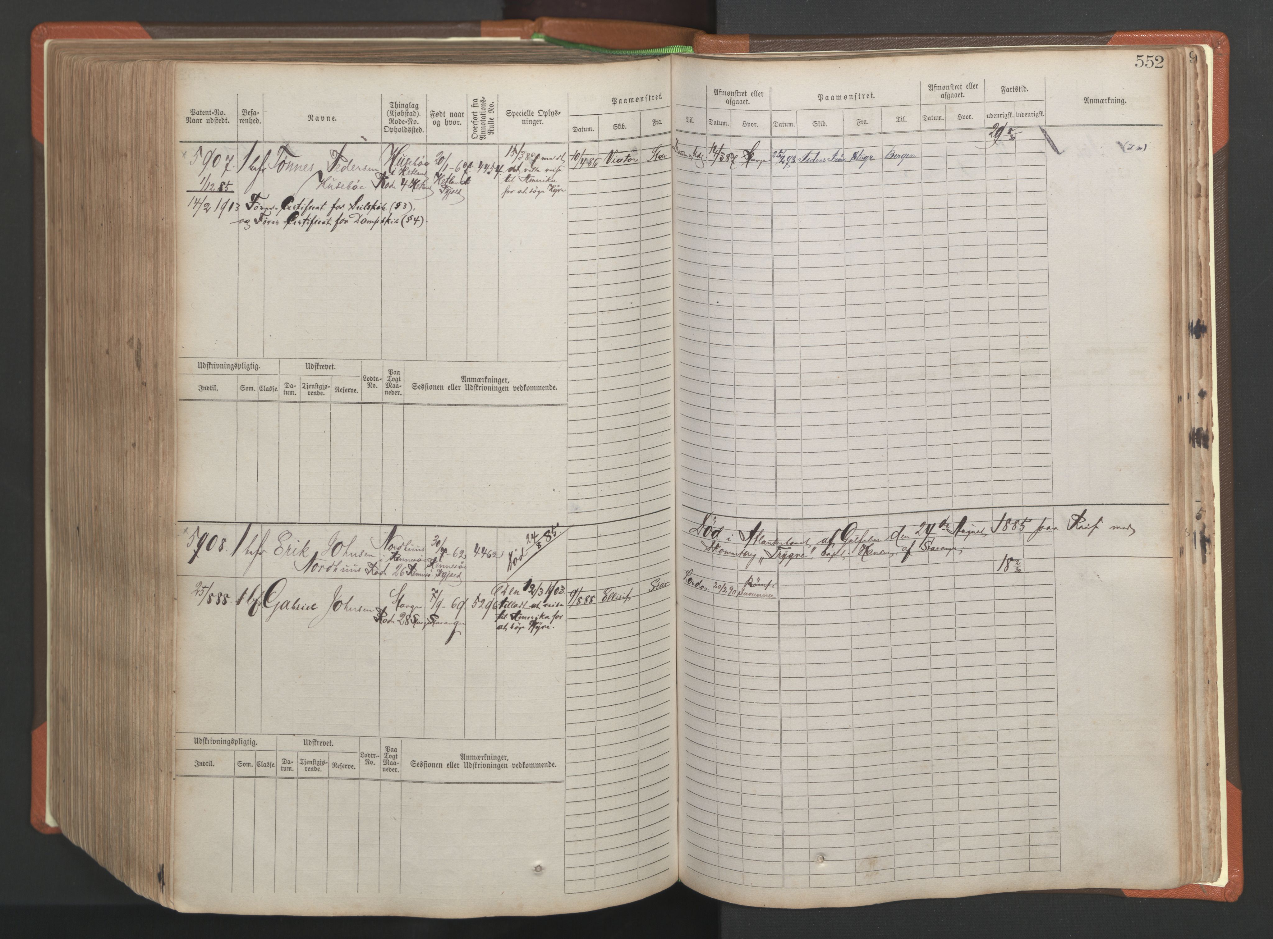 Stavanger sjømannskontor, AV/SAST-A-102006/F/Fb/Fbb/L0009: Sjøfartshovedrulle, patentnr. 4805-6006, 1879-1887, p. 558