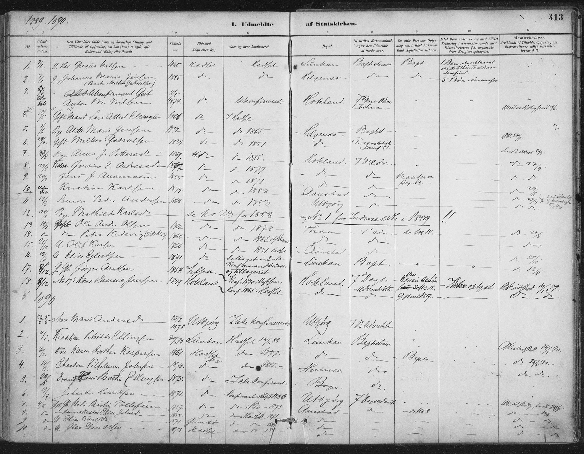 Ministerialprotokoller, klokkerbøker og fødselsregistre - Nordland, SAT/A-1459/888/L1244: Parish register (official) no. 888A10, 1880-1890, p. 413