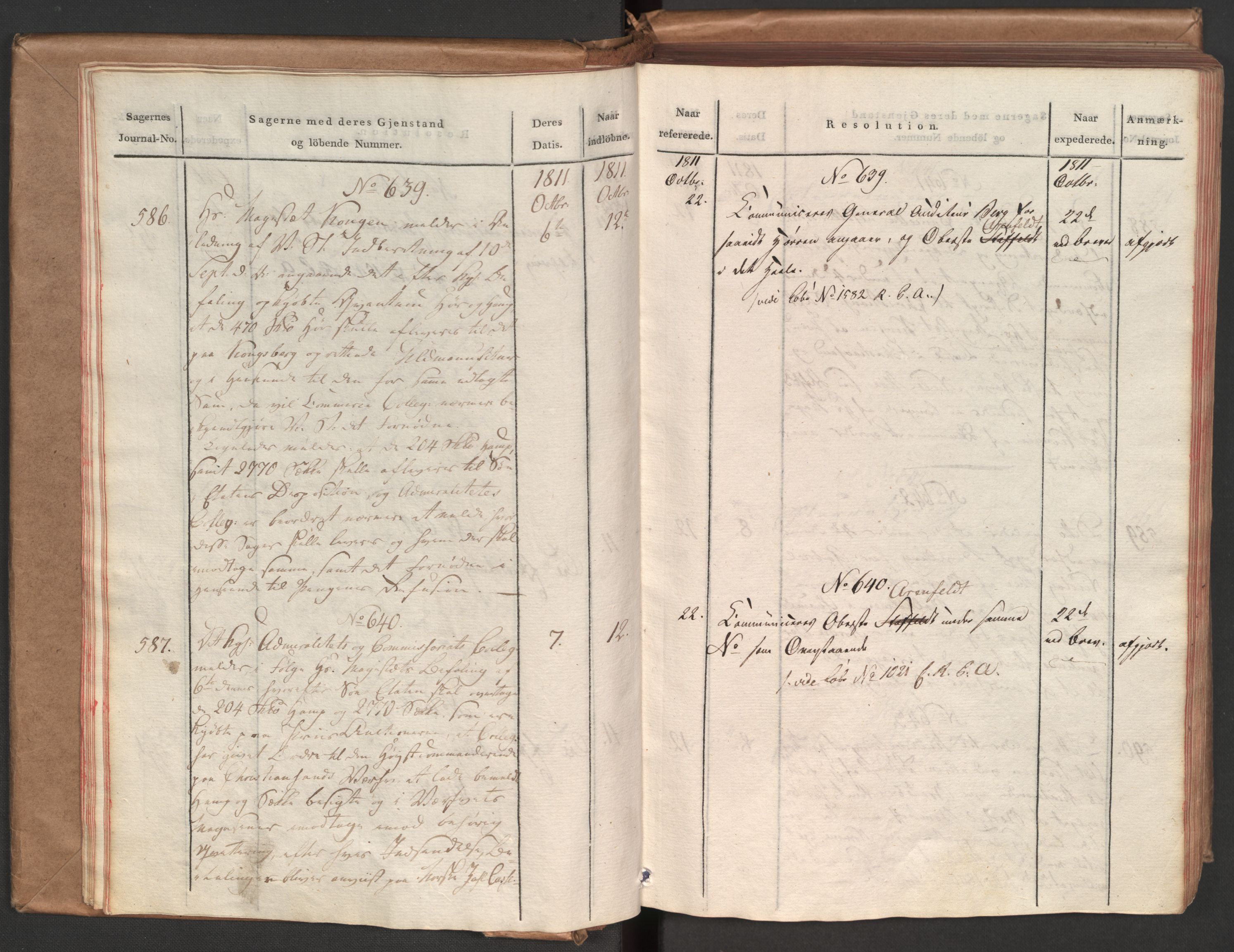 Stattholderembetet 1810-1814, 1. kontor (Kontor A), AV/RA-EA-2872/Aa/L0002: Kollegial referatprotokoll,  j.nr. 565-994,  l.nr. 611-1128, 1811-1812, p. 17