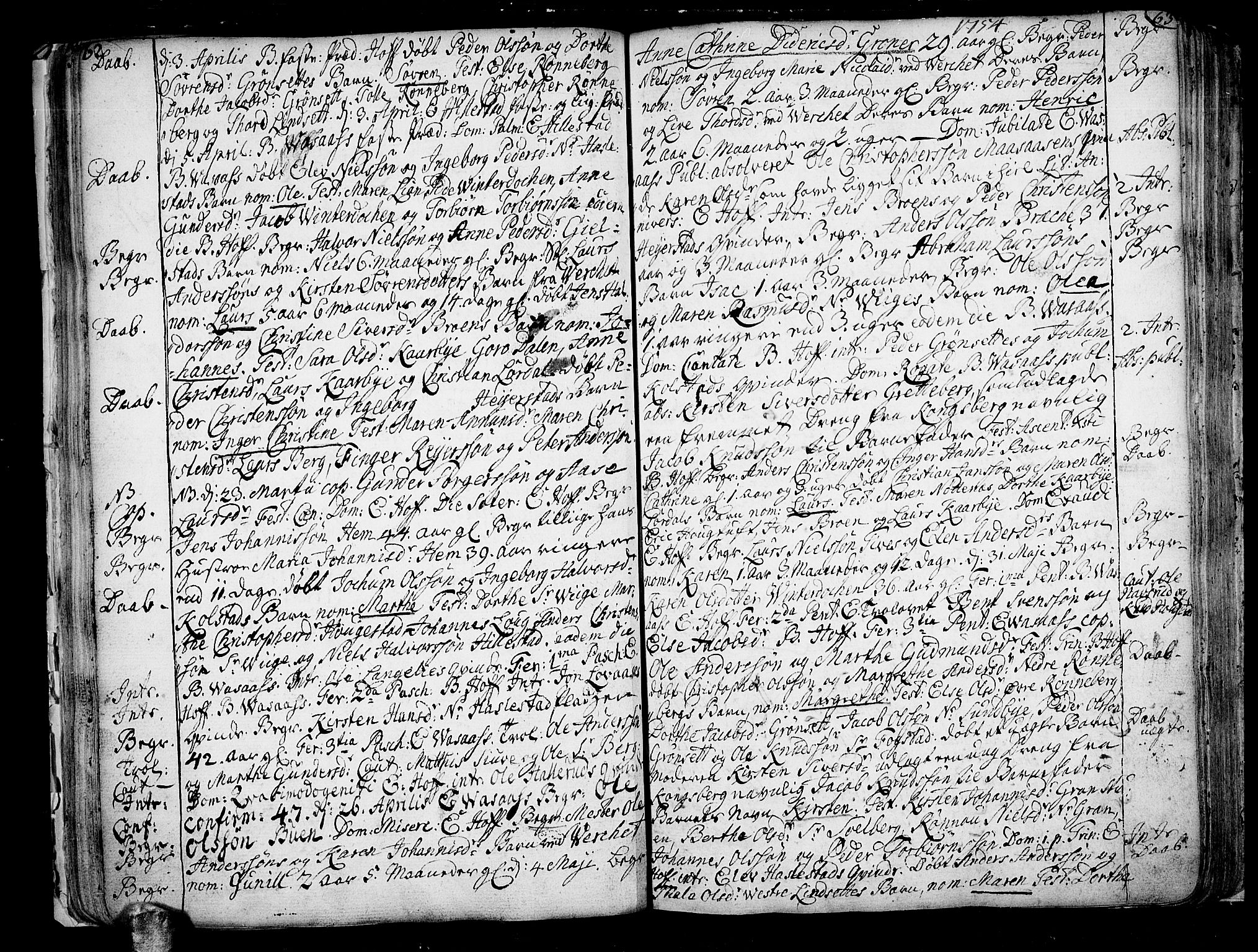 Hof kirkebøker, AV/SAKO-A-64/F/Fa/L0002: Parish register (official) no. I 2, 1746-1781, p. 62-63