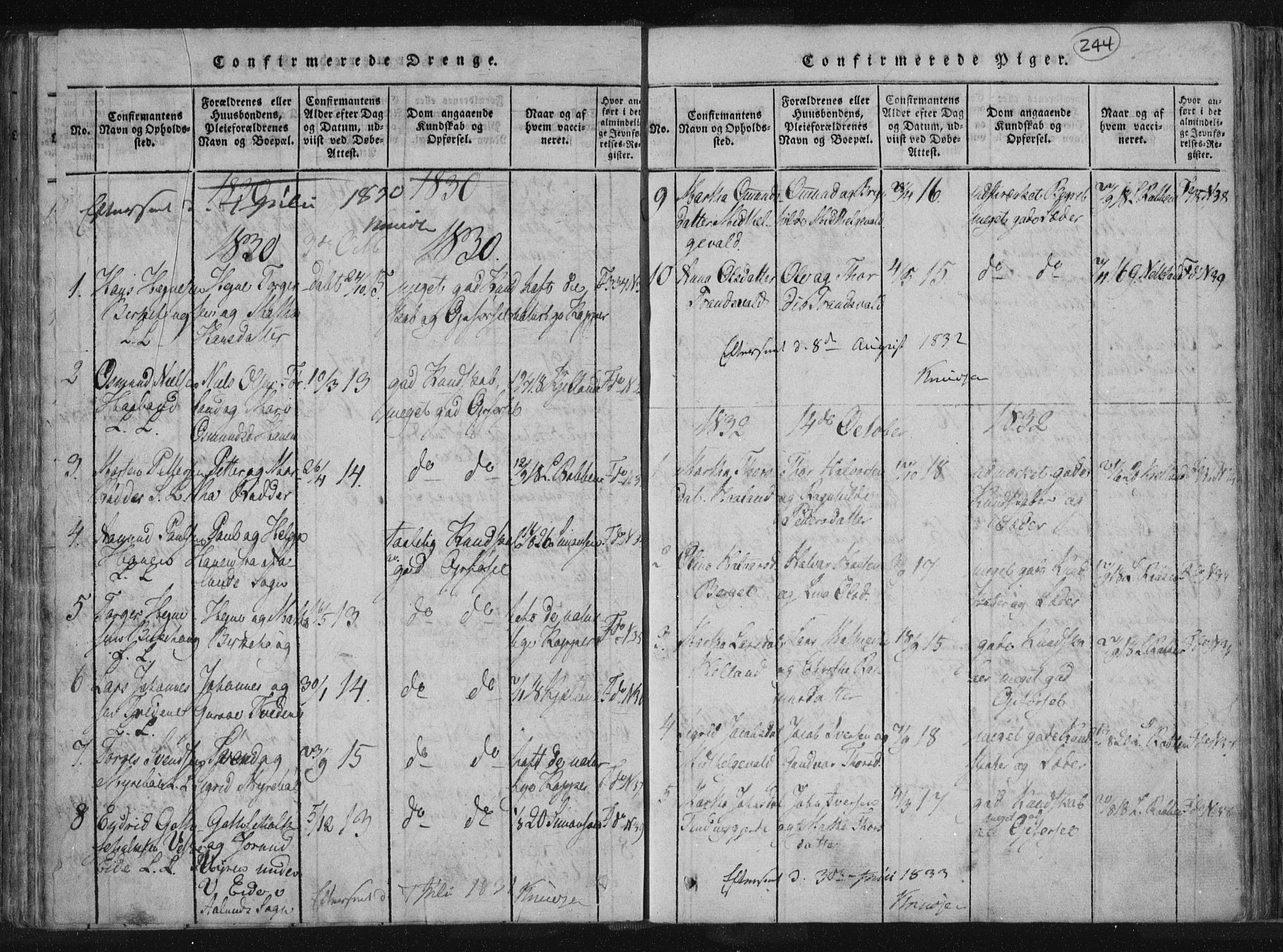 Vikedal sokneprestkontor, AV/SAST-A-101840/01/IV: Parish register (official) no. A 4, 1816-1850, p. 244