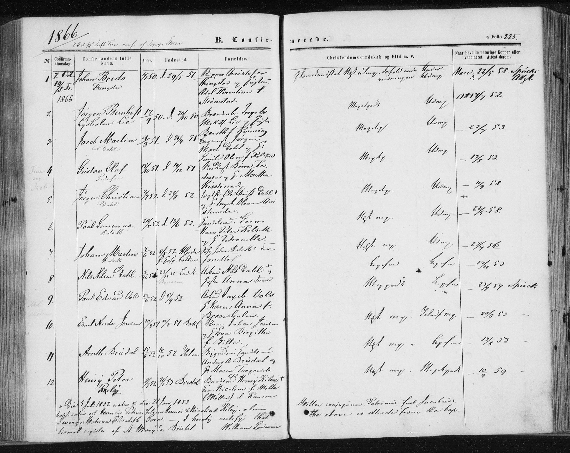 Ministerialprotokoller, klokkerbøker og fødselsregistre - Sør-Trøndelag, SAT/A-1456/602/L0115: Parish register (official) no. 602A13, 1860-1872, p. 225
