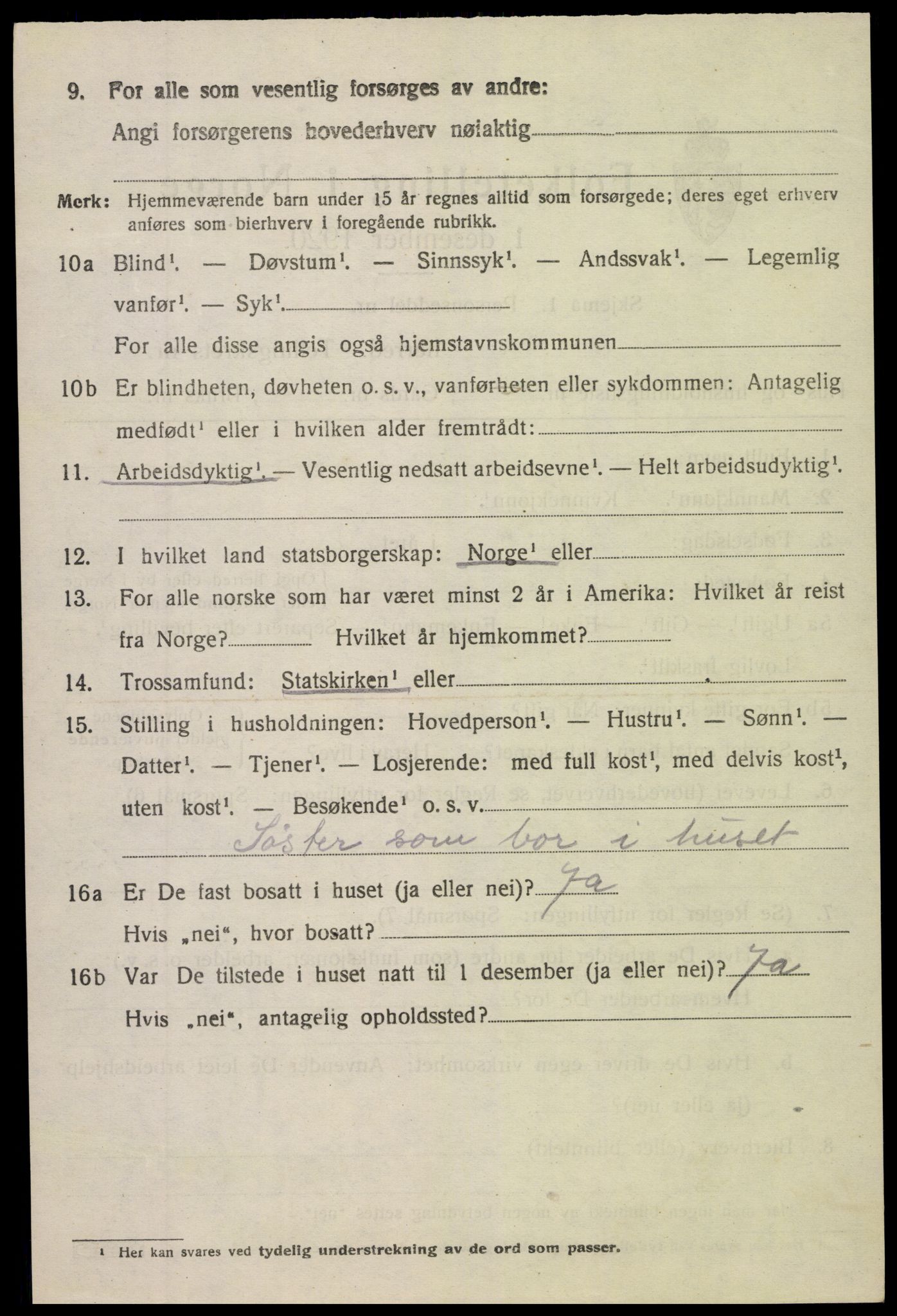 SAK, 1920 census for Vegårshei, 1920, p. 4093