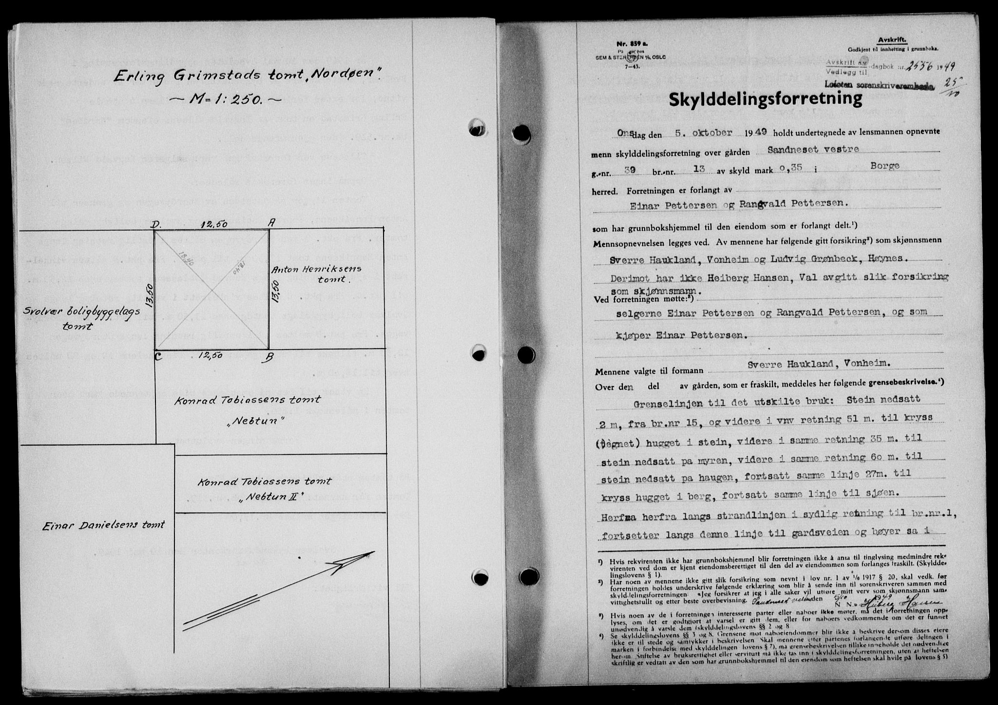 Lofoten sorenskriveri, SAT/A-0017/1/2/2C/L0022a: Mortgage book no. 22a, 1949-1950, Diary no: : 2556/1949