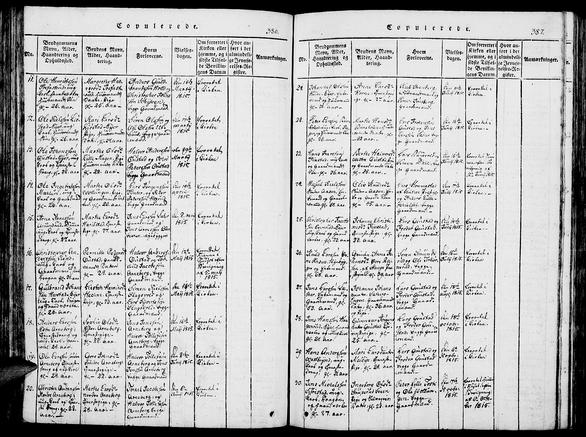 Romedal prestekontor, AV/SAH-PREST-004/K/L0002: Parish register (official) no. 2, 1814-1828, p. 386-387