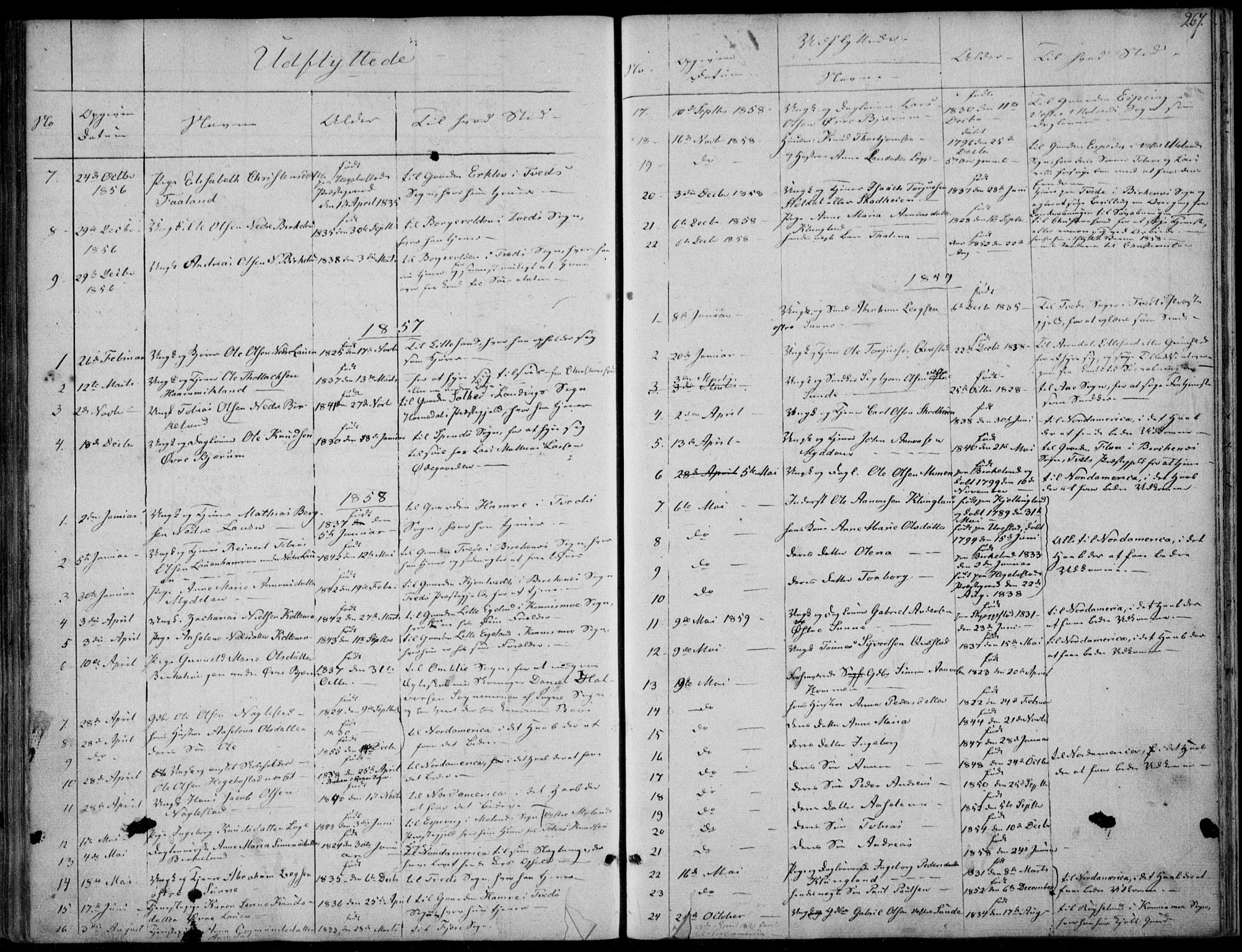 Hægebostad sokneprestkontor, AV/SAK-1111-0024/F/Fa/Faa/L0004: Parish register (official) no. A 4, 1834-1864, p. 267