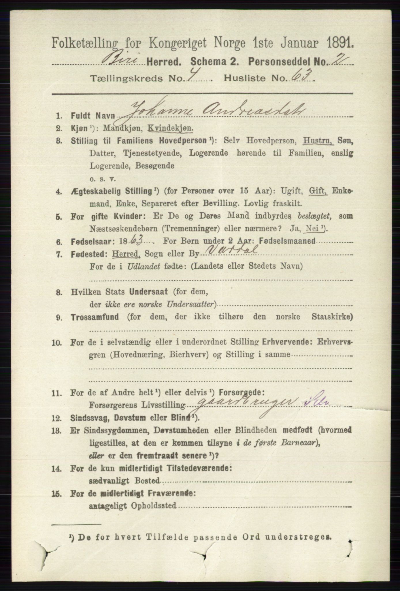 RA, 1891 census for 0525 Biri, 1891, p. 1723